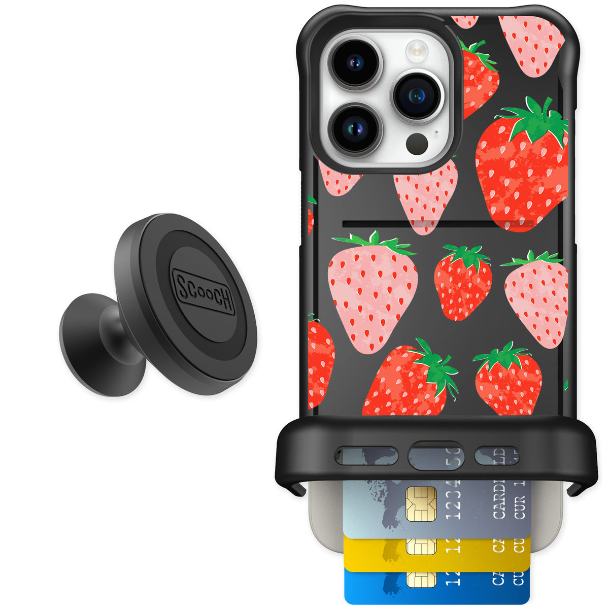 Scooch Wingmate Strawberry Fields for iPhone 15 Pro Max — Starter Bundle