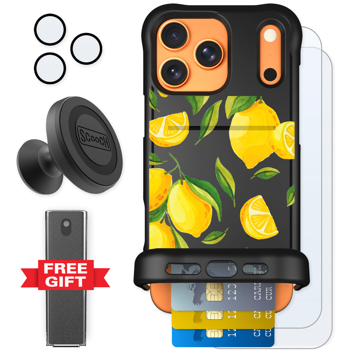Scooch Wingmate Amalfi Lemons for iPhone 17 Pro Max — Defender Bundle