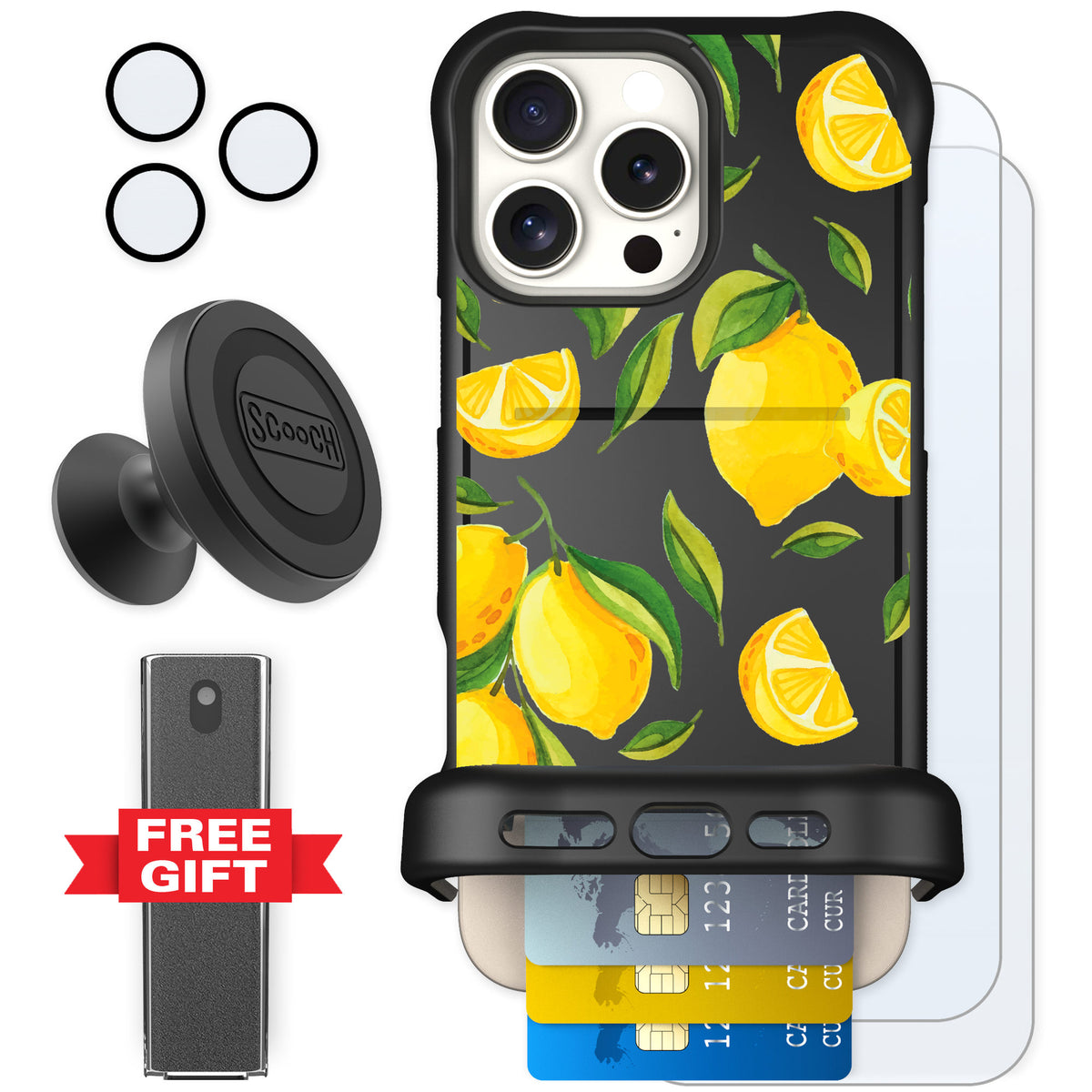 Scooch Wingmate Amalfi Lemons for iPhone 16 Pro Max — Defender Bundle