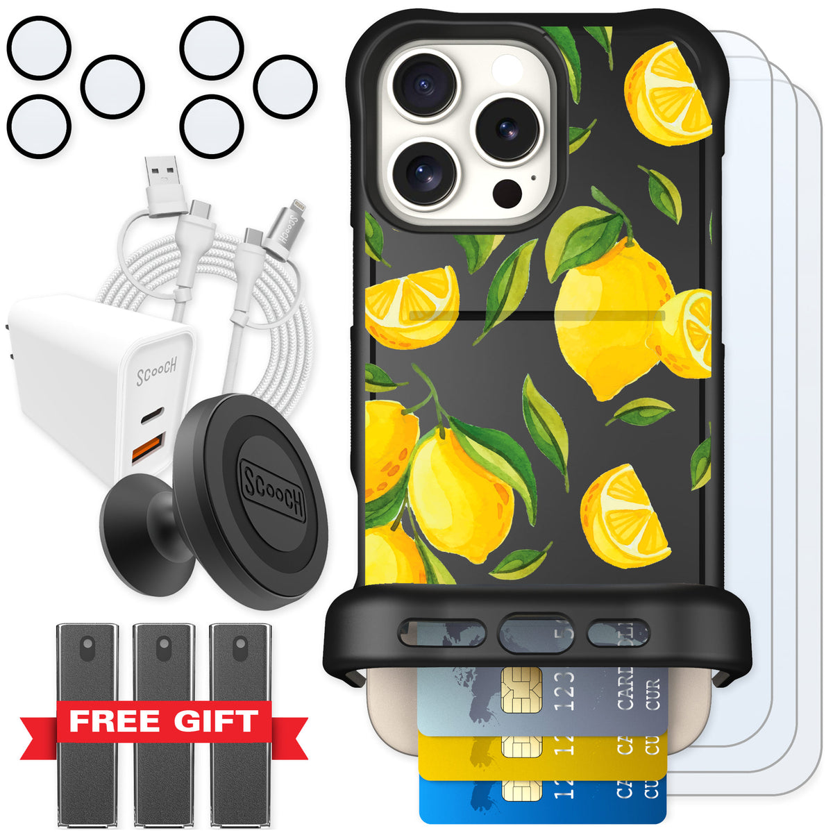 Scooch Wingmate Amalfi Lemons for iPhone 16 Pro Max — Ultimate Bundle