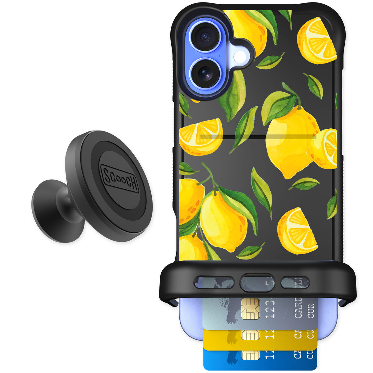 Scooch Wingmate Amalfi Lemons for iPhone 16 Plus — Starter Bundle