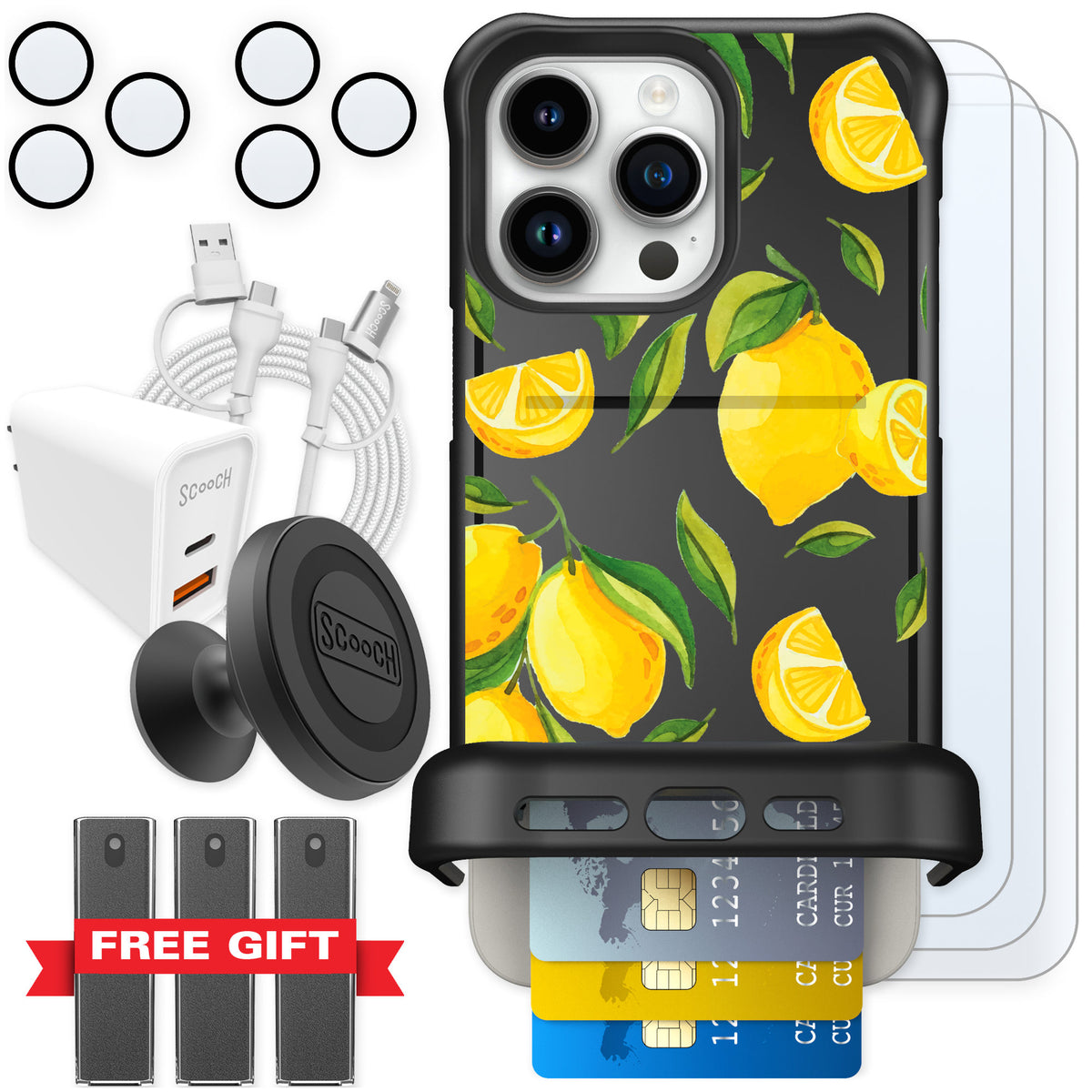 Scooch Wingmate Amalfi Lemons for iPhone 15 Pro Max — Ultimate Bundle