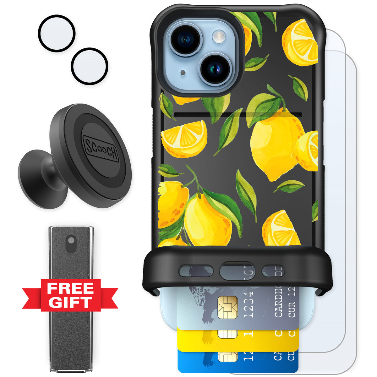 Scooch Wingmate Amalfi Lemons for iPhone 15 — Defender Bundle