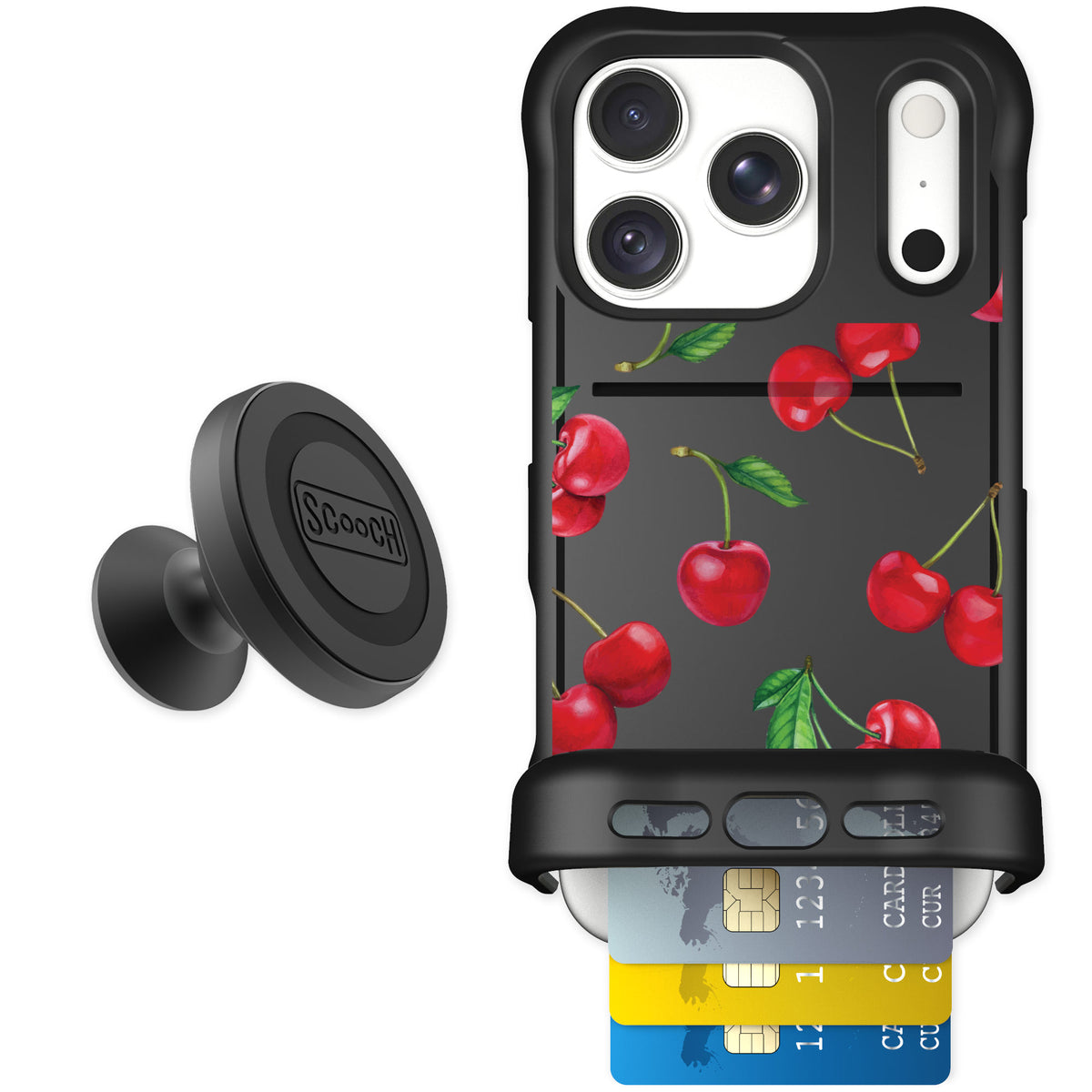 Scooch Wingmate Very Cherry for iPhone 18 Pro — Starter Bundle