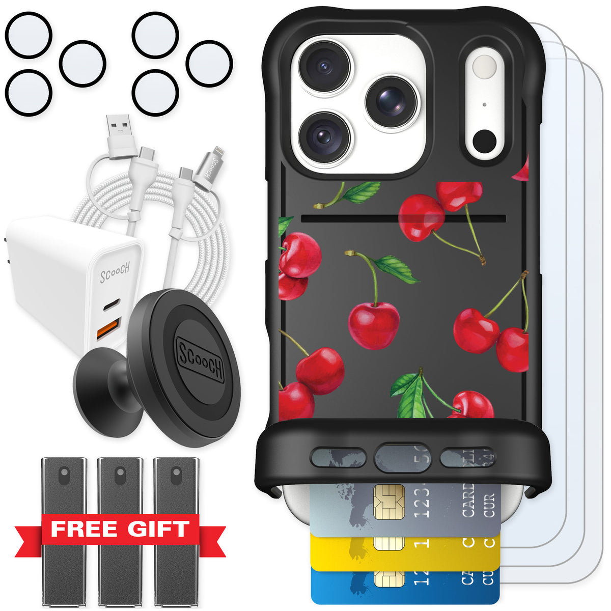 Scooch Wingmate Very Cherry for iPhone 18 Pro — Ultimate Bundle