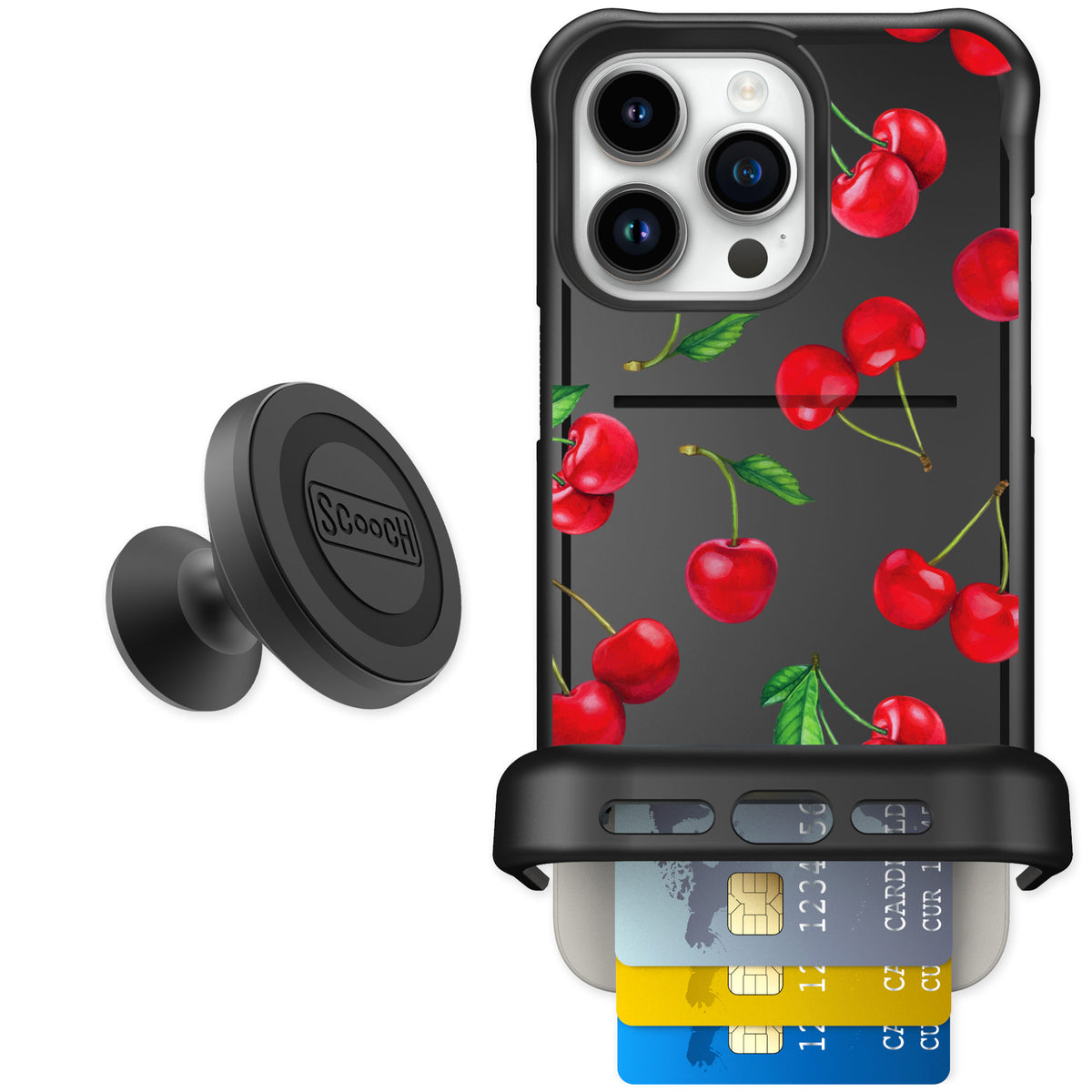 Scooch Wingmate Very Cherry for iPhone 15 Pro Max — Starter Bundle