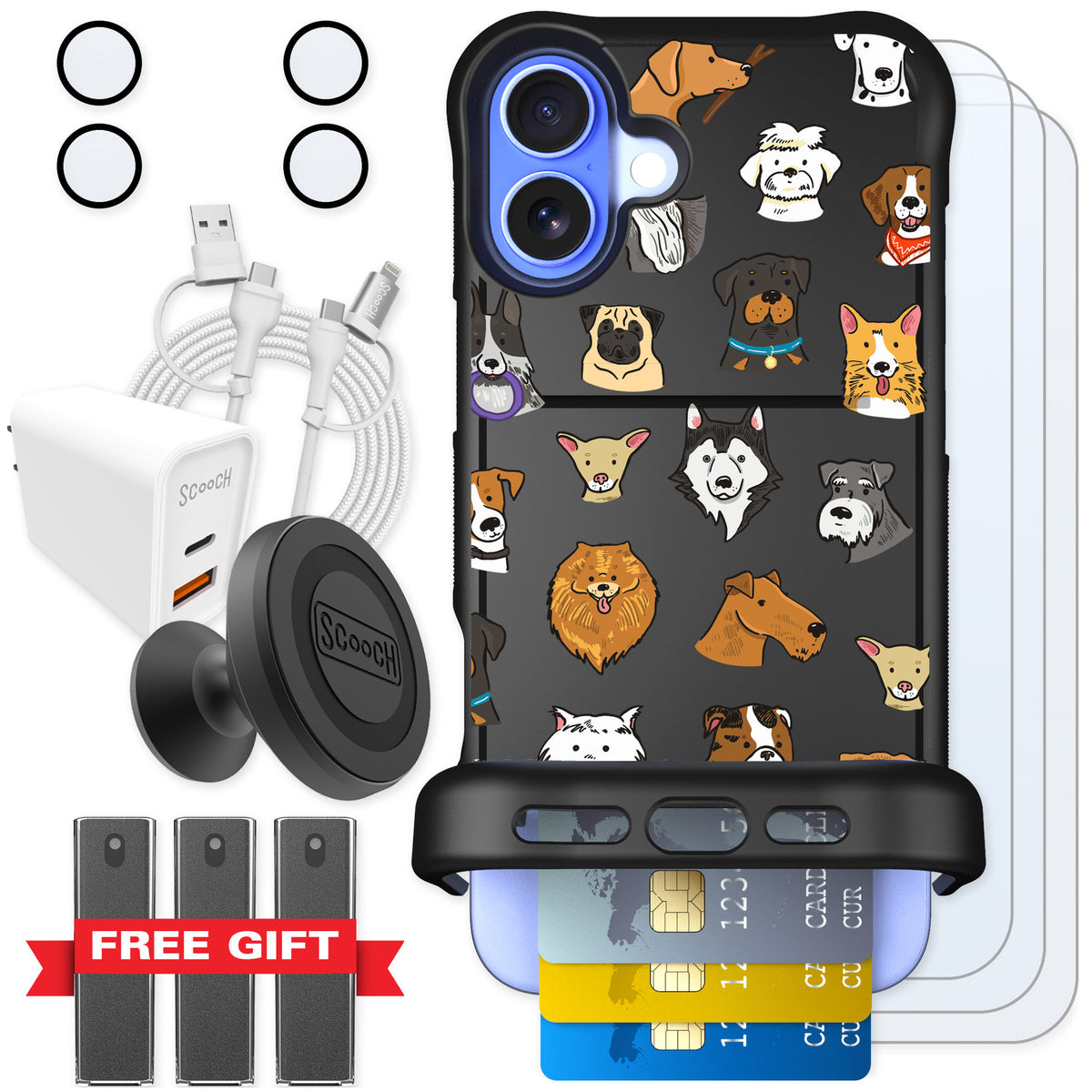 Scooch Wingmate Dog Squad for iPhone 16 Plus — Ultimate Bundle