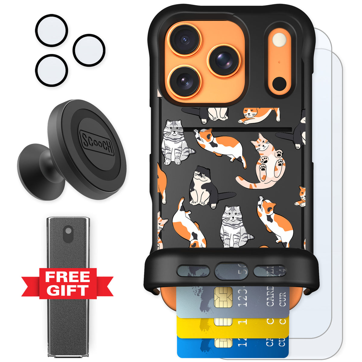 Scooch Wingmate Kitty Crew for iPhone 17 Pro — Defender Bundle