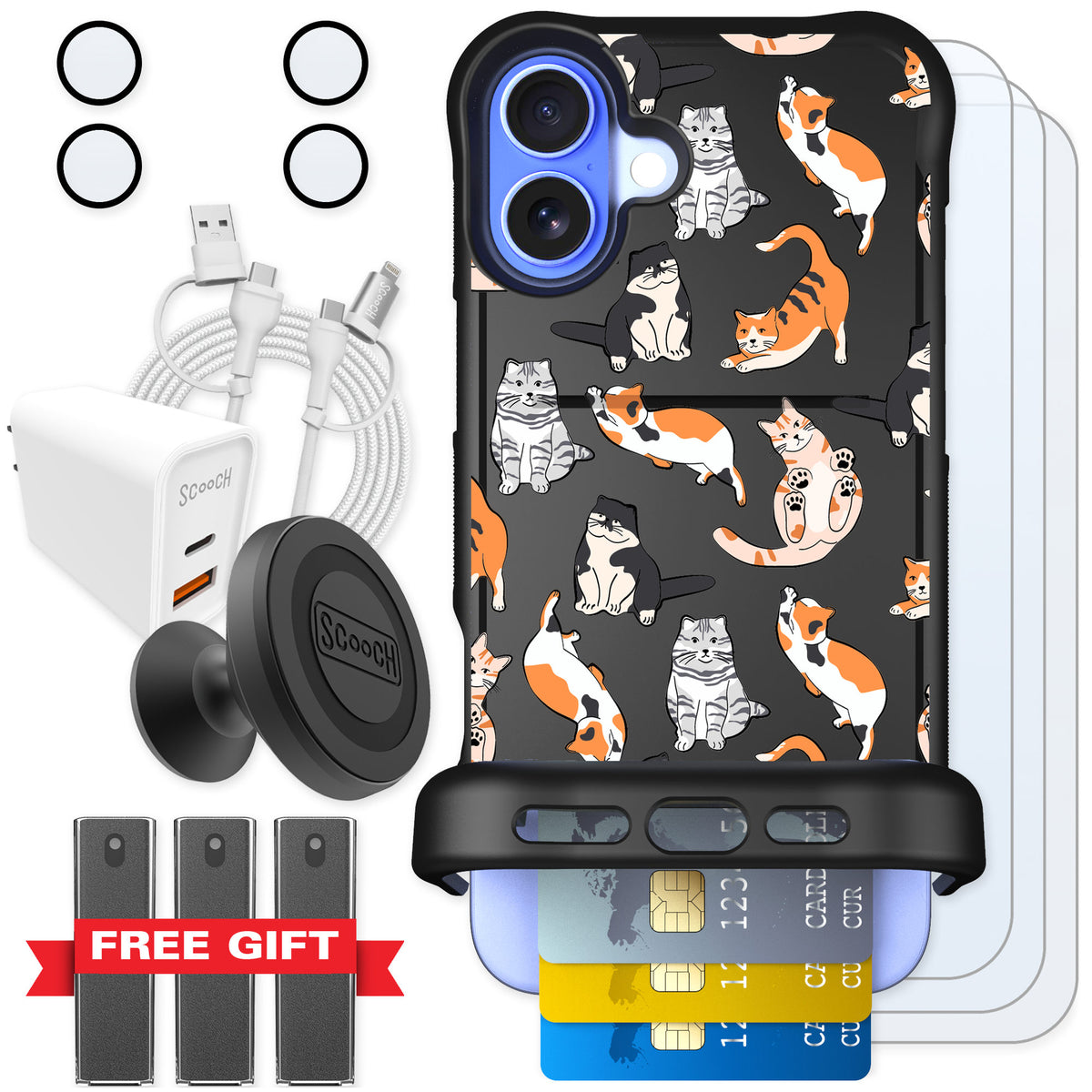 Scooch Wingmate Kitty Crew for iPhone 16 Plus — Ultimate Bundle