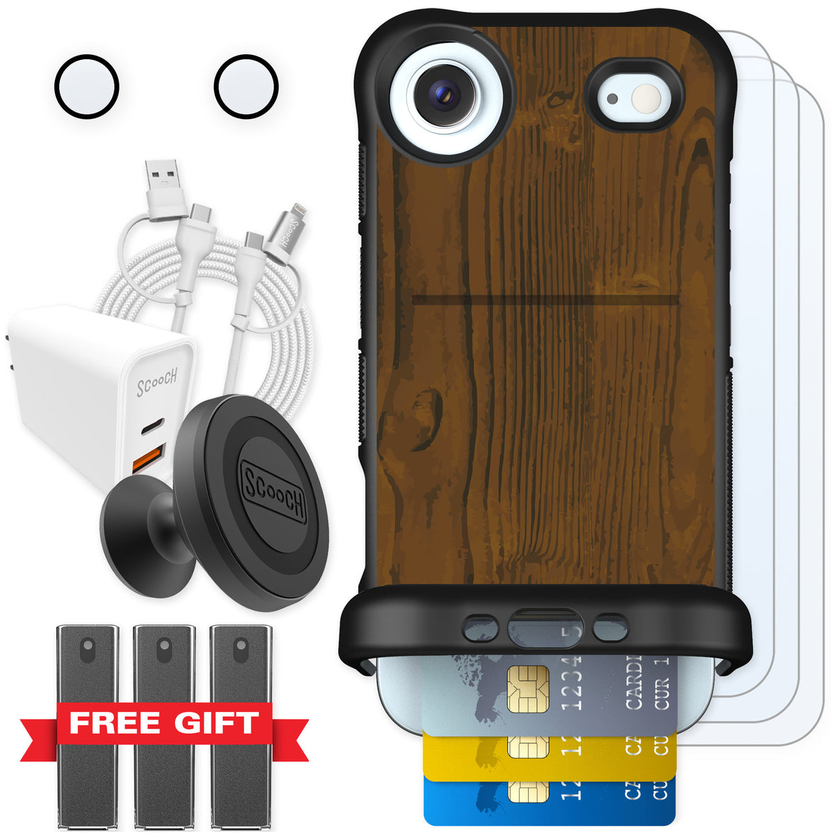 Scooch Wingmate Wood Grain for iPhone Air — Ultimate Bundle