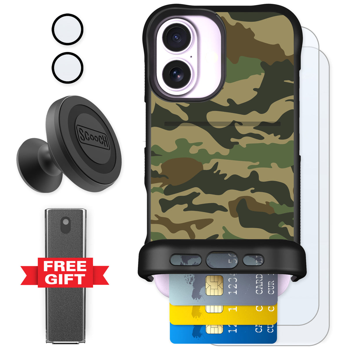 Scooch Wingmate Classic Camo for iPhone 17 — Defender Bundle