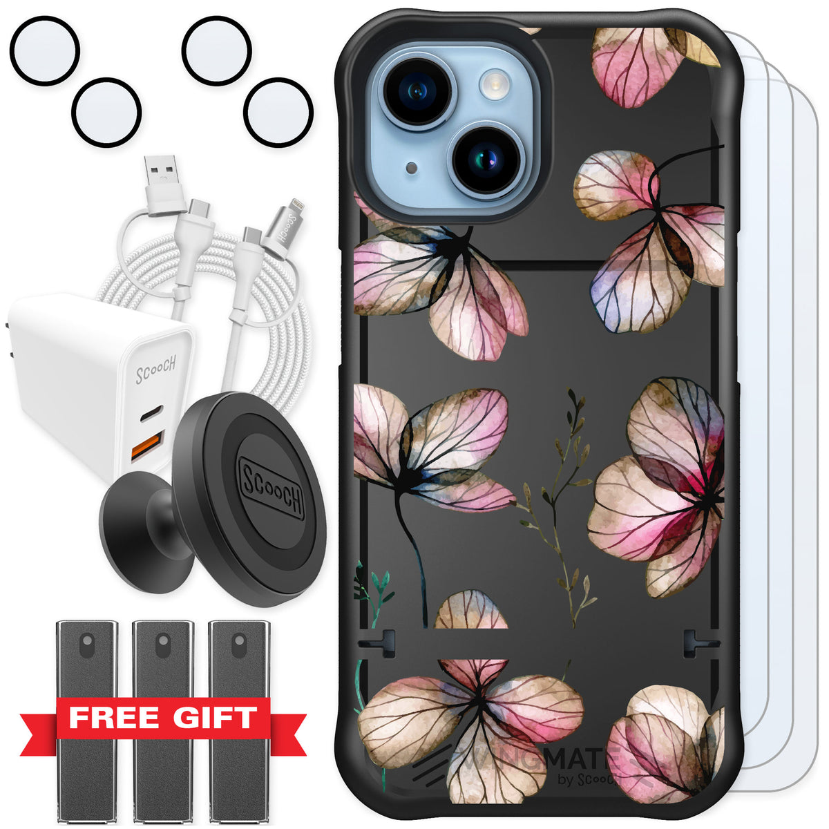 Scooch Wingmate Dried Flowers for iPhone 15 — Ultimate Bundle