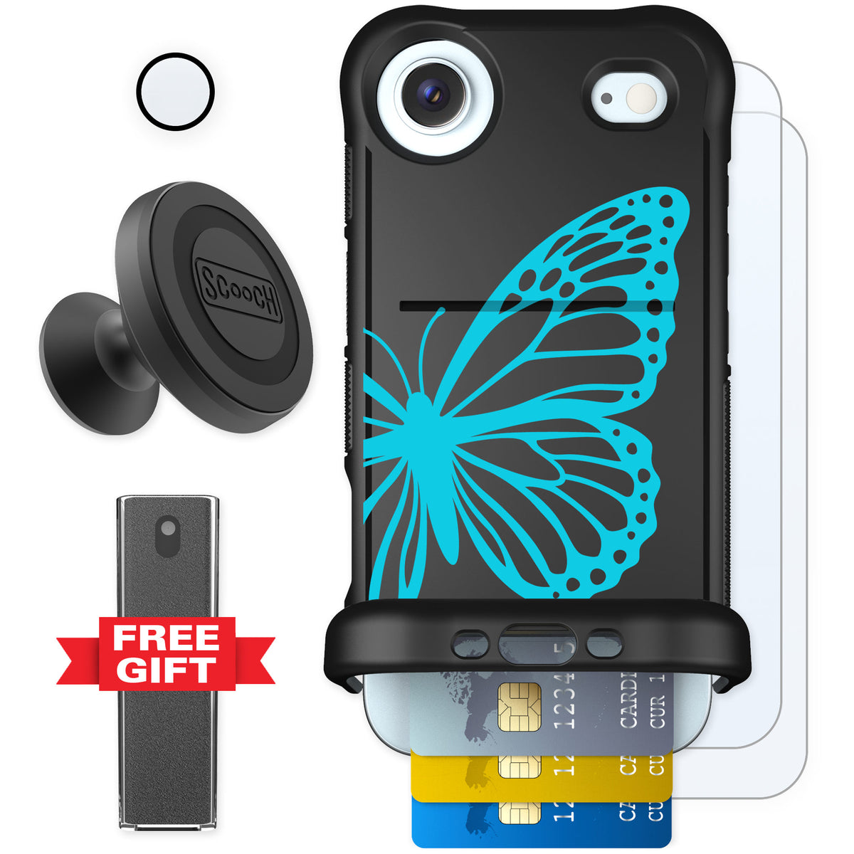 Scooch Wingmate Azure Butterfly for iPhone Air — Defender Bundle