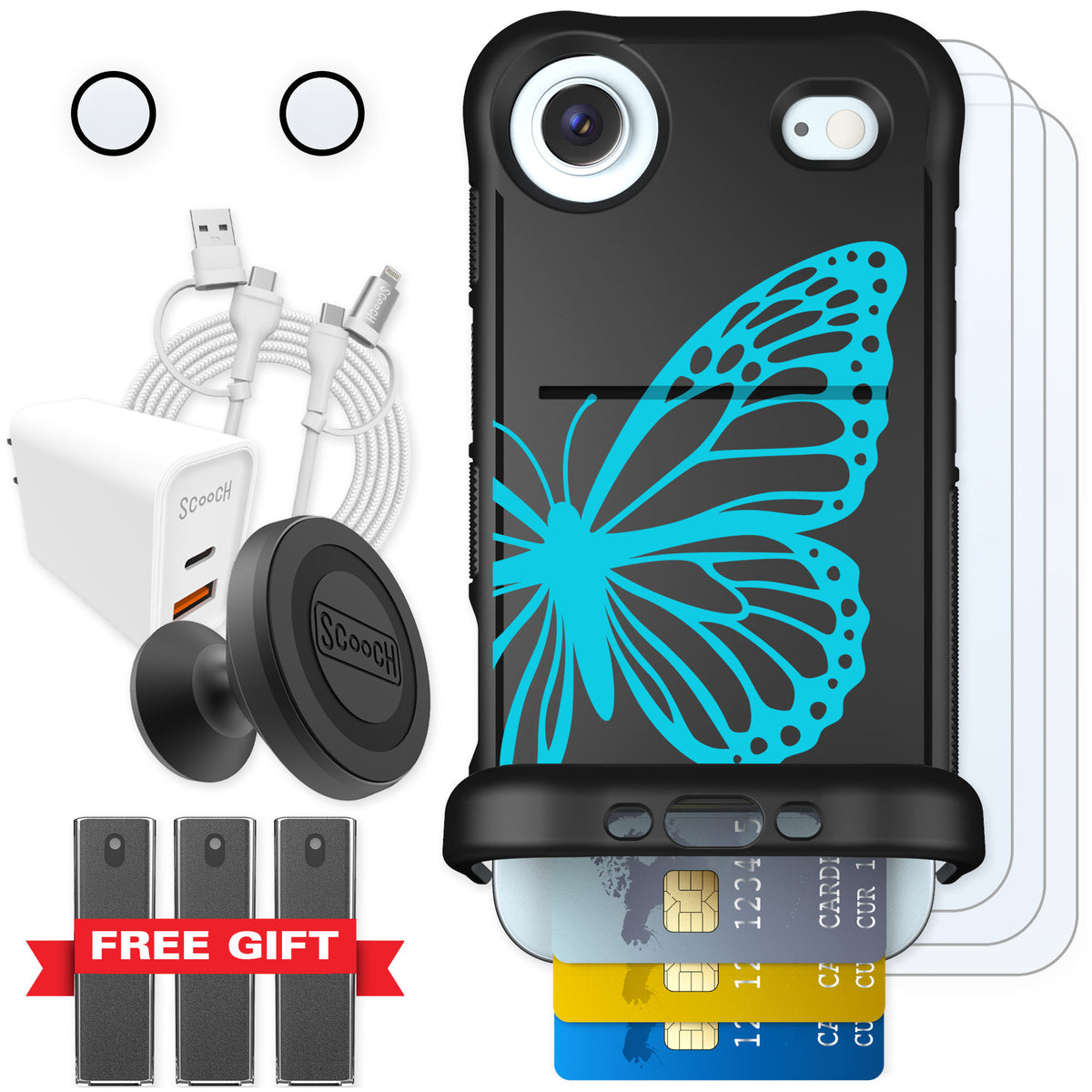 Scooch Wingmate Azure Butterfly for iPhone Air — Ultimate Bundle