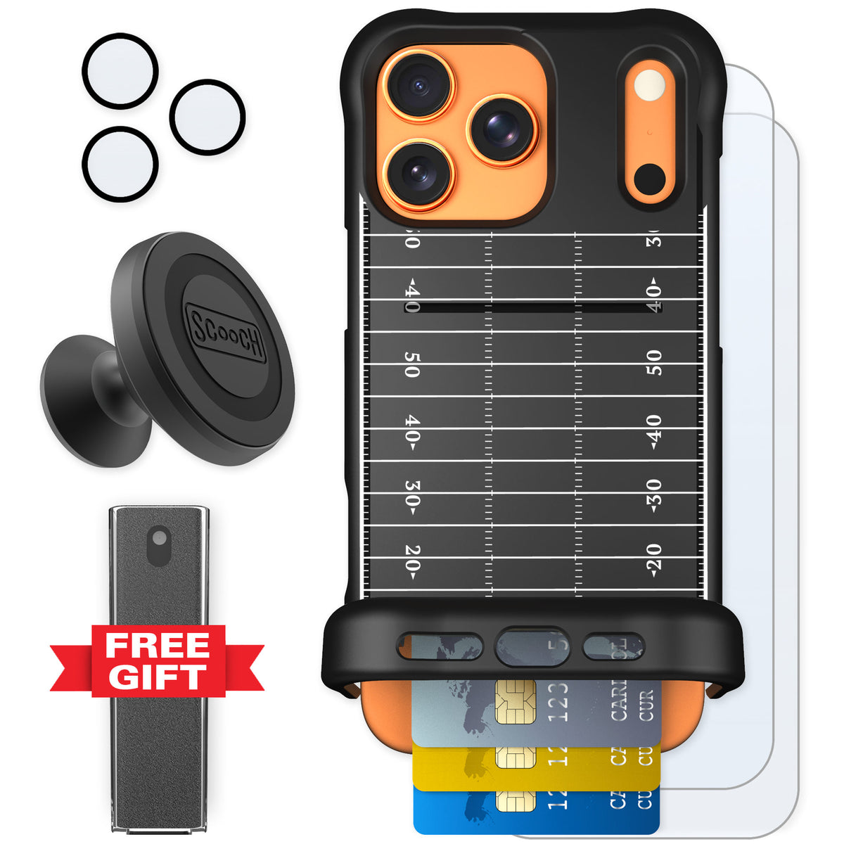 Scooch Wingmate Yard Lines for iPhone 17 Pro Max — Defender Bundle