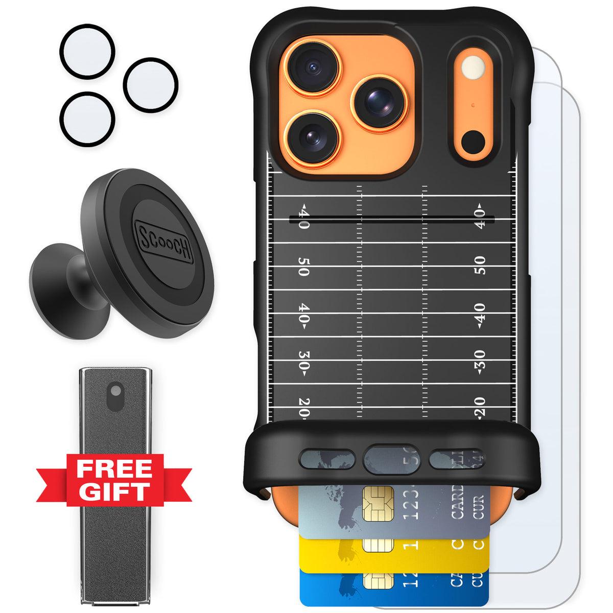Scooch Wingmate Yard Lines for iPhone 17 Pro — Defender Bundle