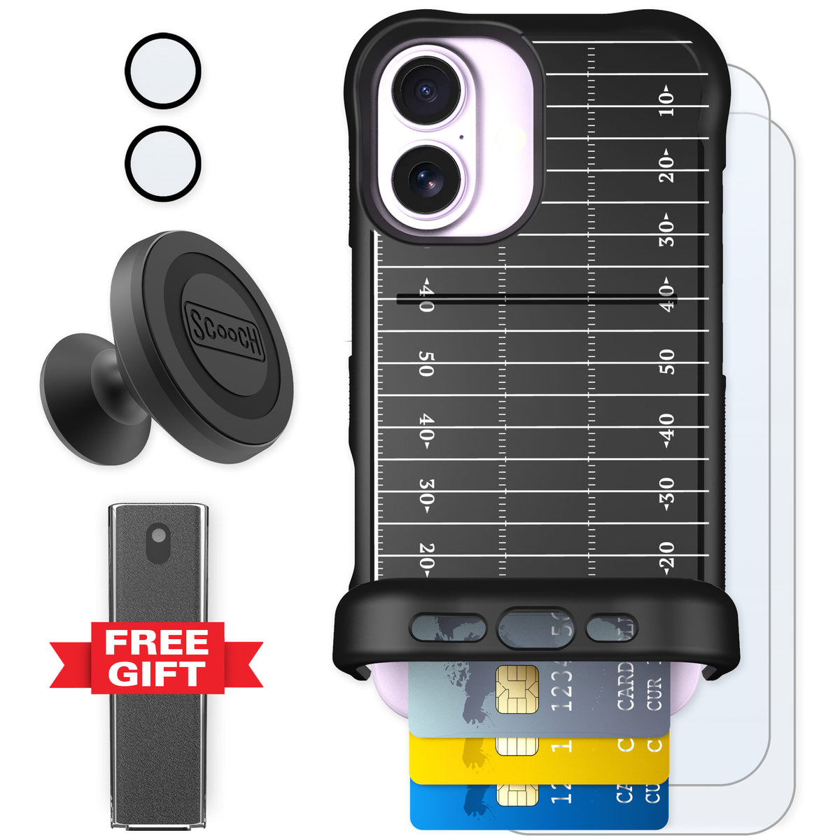 Scooch Wingmate Yard Lines for iPhone 17 — Defender Bundle