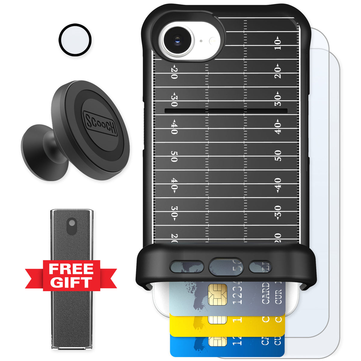 Scooch Wingmate Yard Lines for iPhone 17e — Defender Bundle