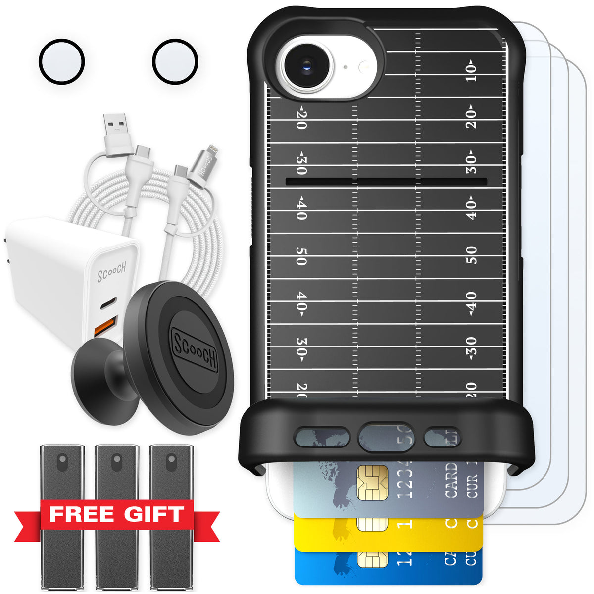 Scooch Wingmate Yard Lines for iPhone 16e — Ultimate Bundle