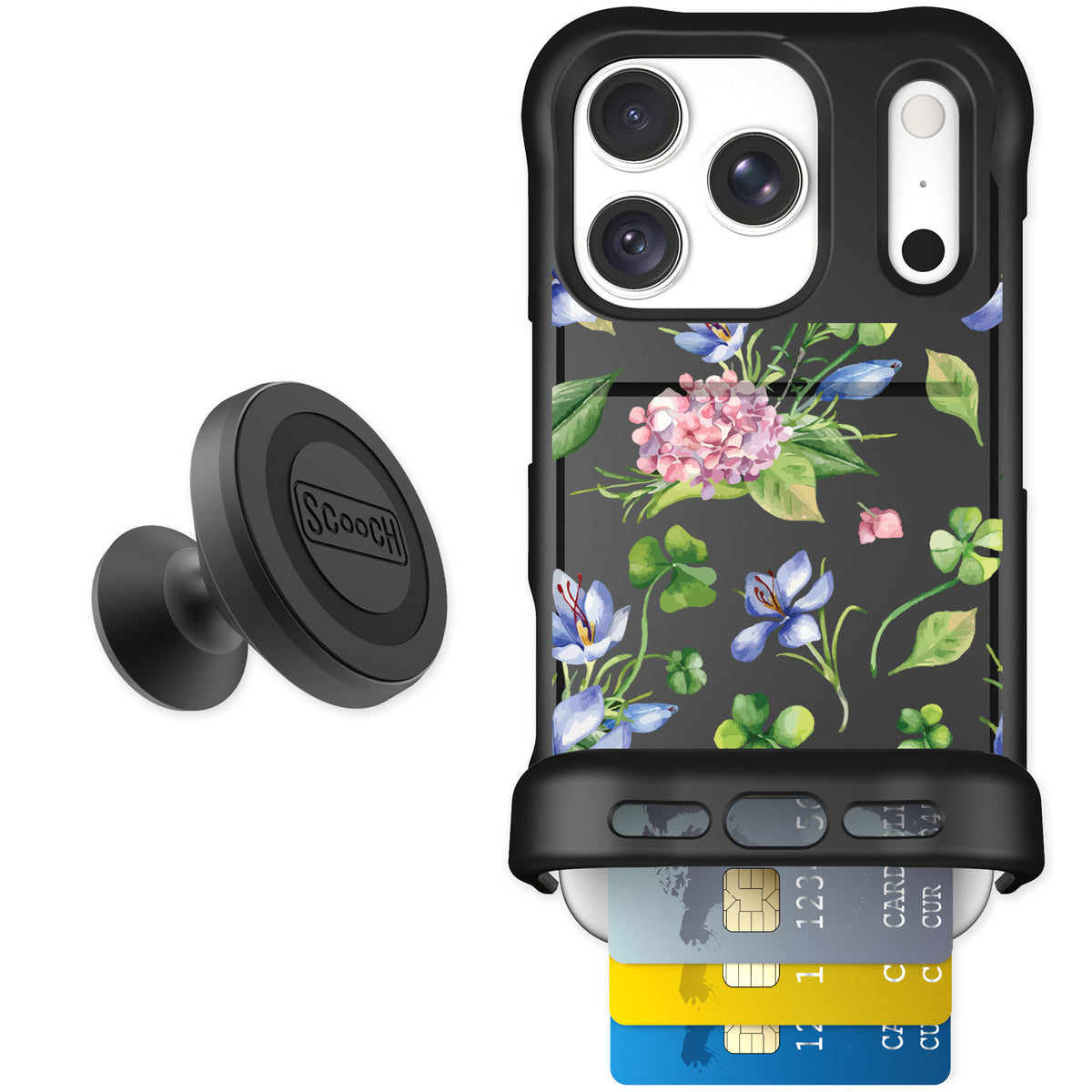 Scooch Wingmate Lucky Hydrangea for iPhone 18 Pro — Starter Bundle