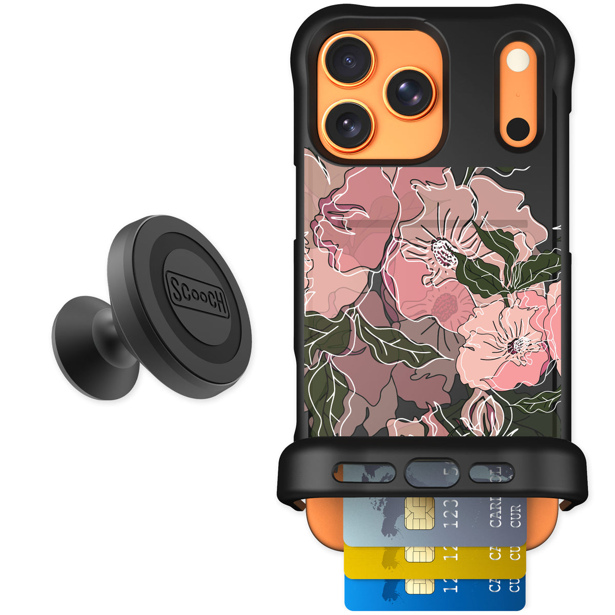 Scooch Wingmate Blush Botanical for iPhone 17 Pro Max — Starter Bundle