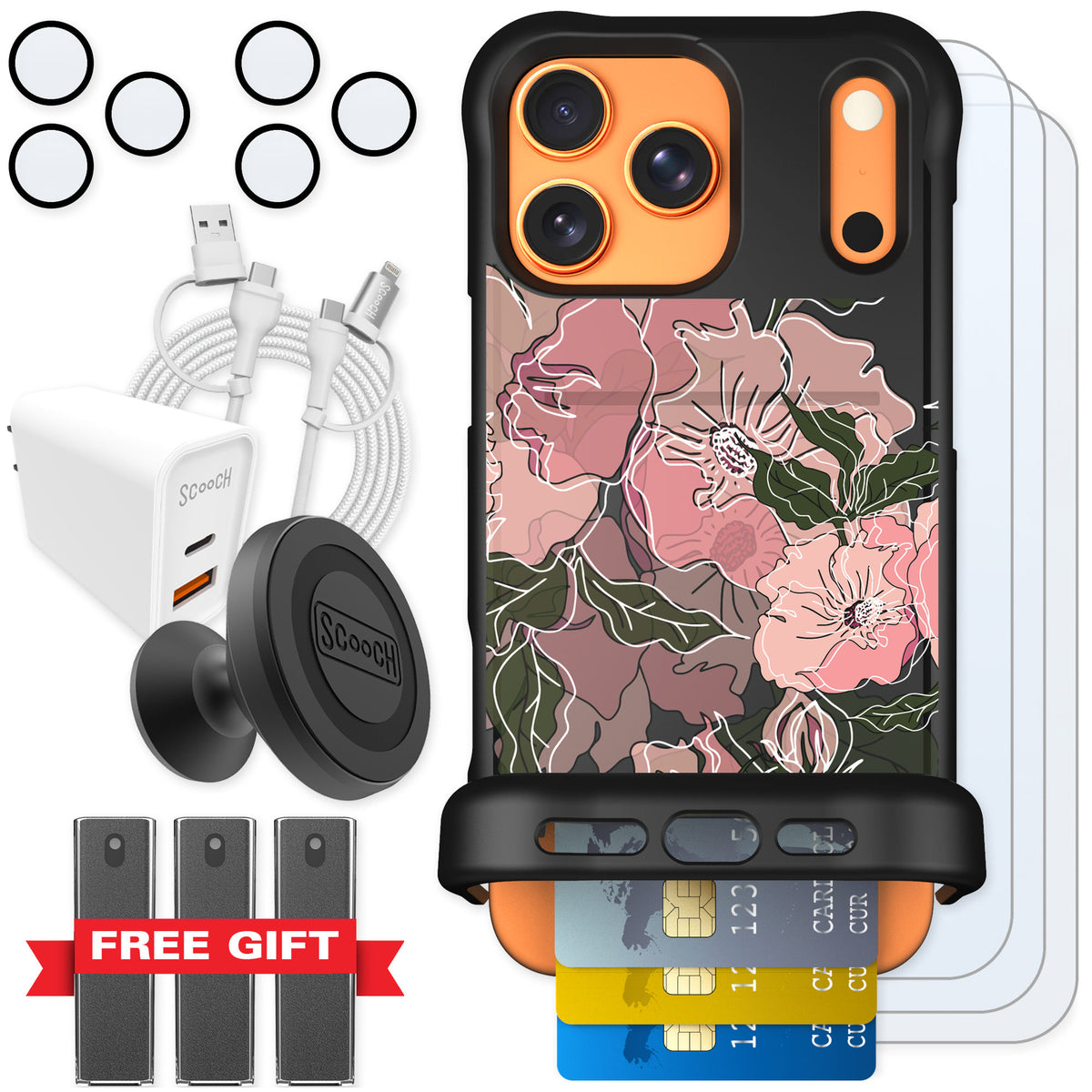 Scooch Wingmate Blush Botanical for iPhone 17 Pro Max — Ultimate Bundle