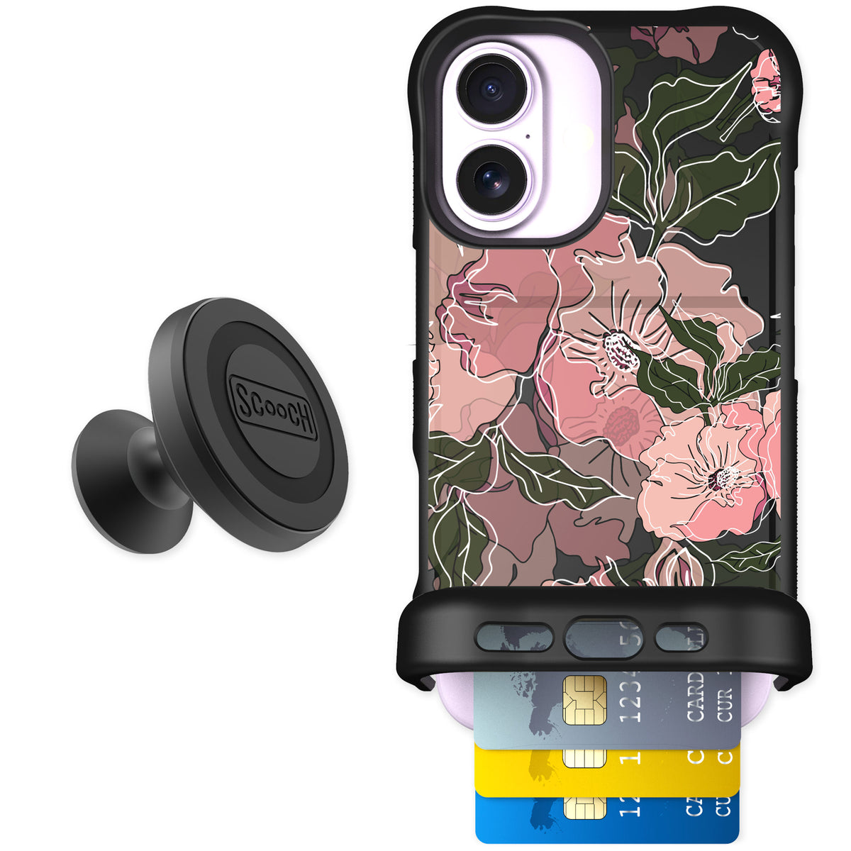 Scooch Wingmate Blush Botanical for iPhone 17 — Starter Bundle