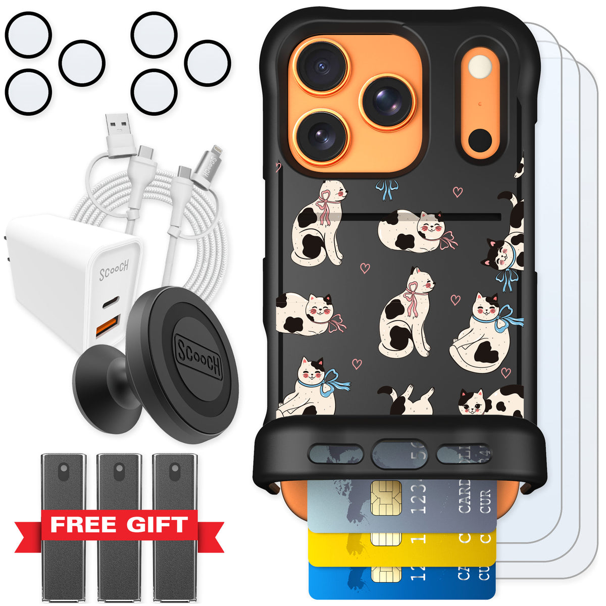 Scooch Wingmate Bow Kitties for iPhone 17 Pro — Ultimate Bundle