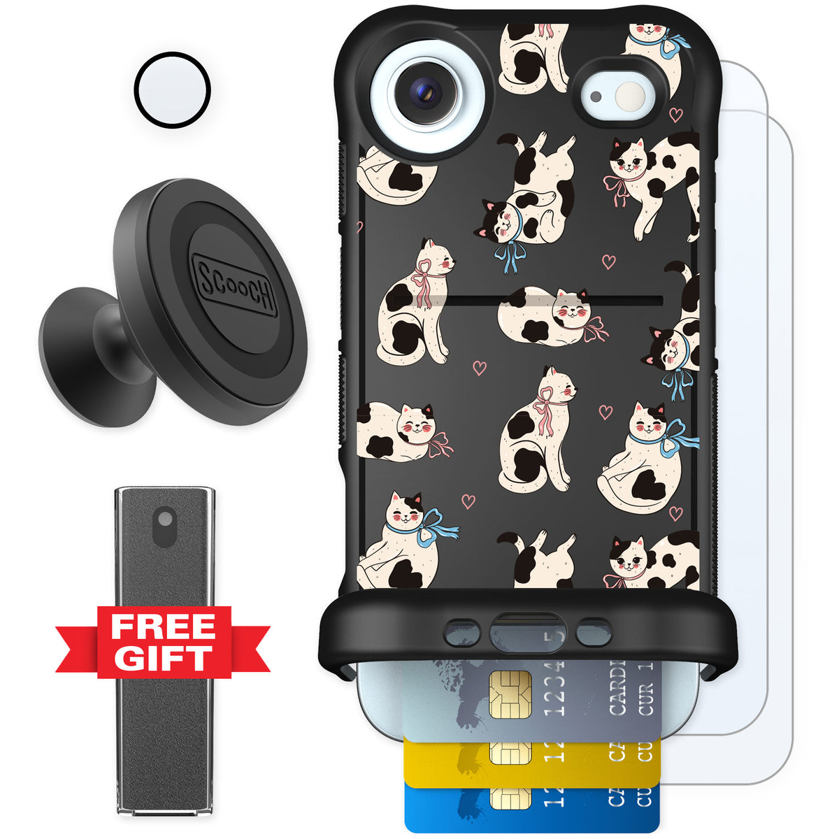 Scooch Wingmate Bow Kitties for iPhone Air — Defender Bundle