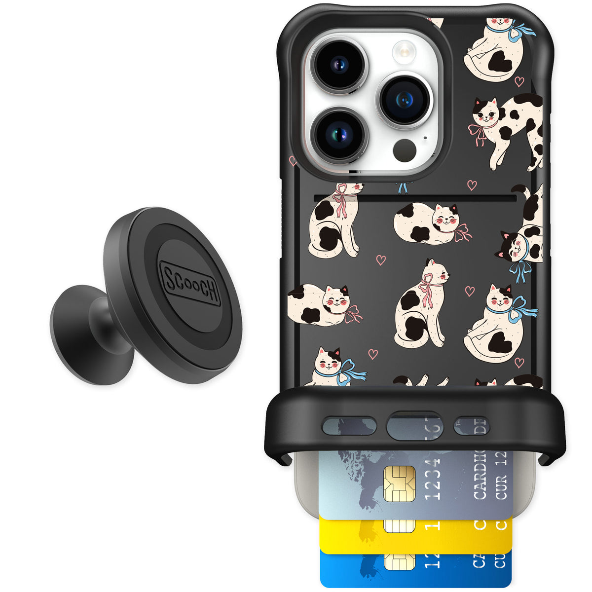 Scooch Wingmate Bow Kitties for iPhone 15 Pro — Starter Bundle