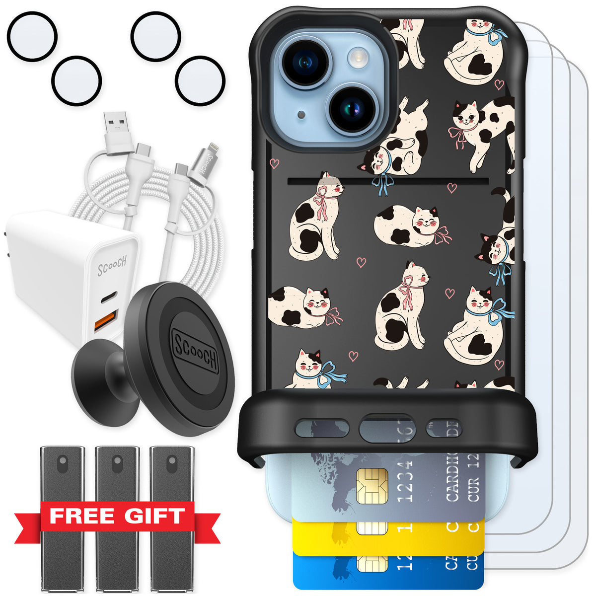 Scooch Wingmate Bow Kitties for iPhone 15 — Ultimate Bundle