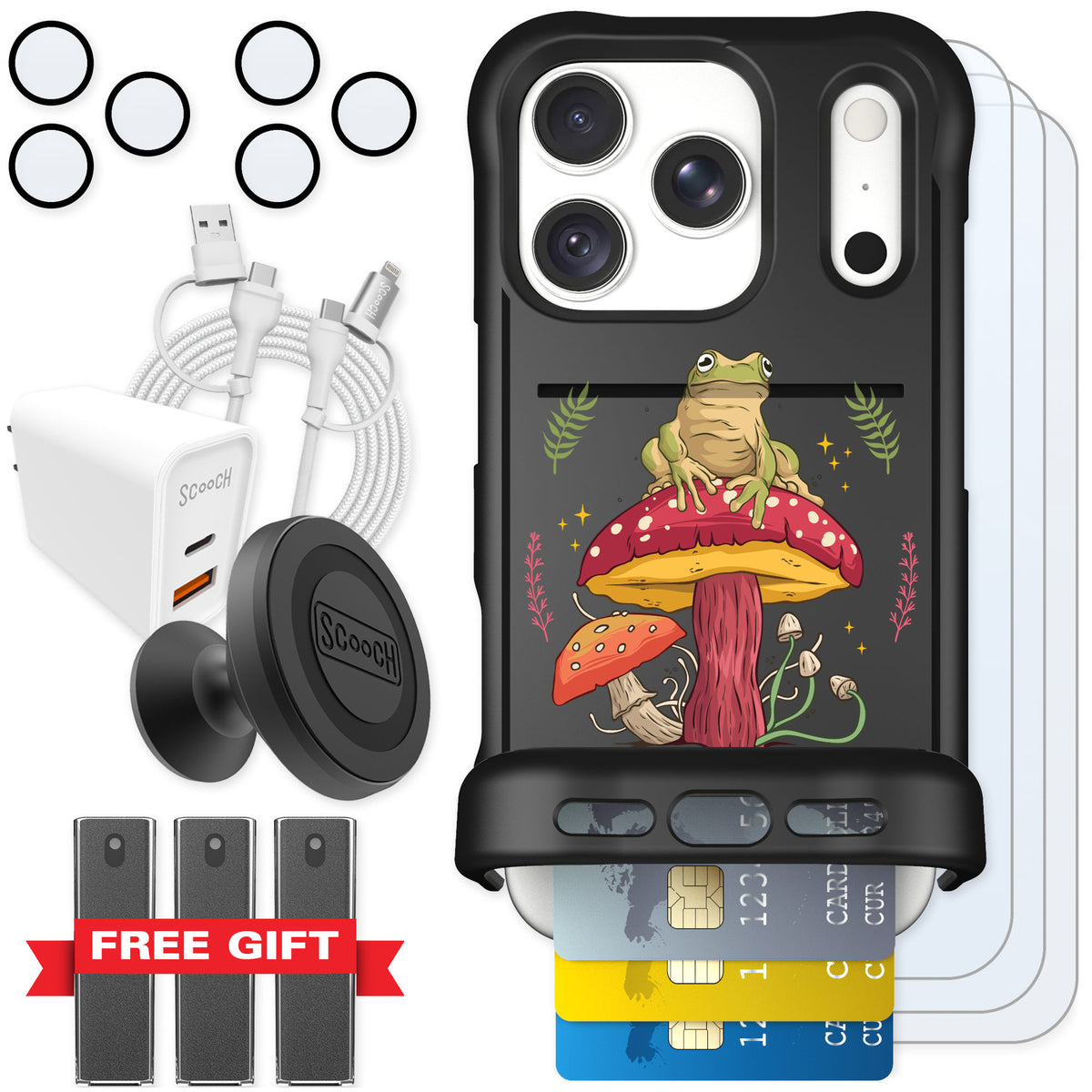 Scooch Wingmate Toadstool Frog for iPhone 18 Pro — Ultimate Bundle