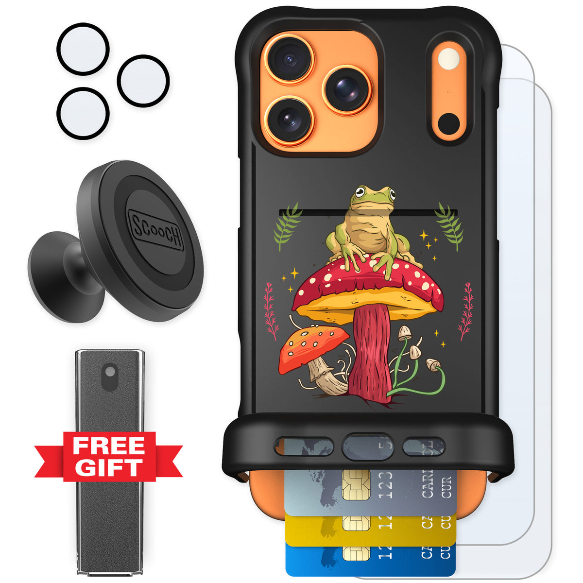 Scooch Wingmate Toadstool Frog for iPhone 17 Pro Max — Defender Bundle