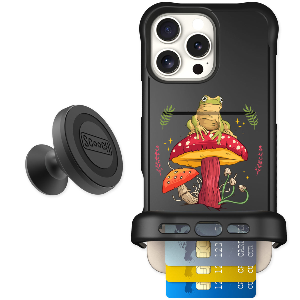 Scooch Wingmate Toadstool Frog for iPhone 16 Pro Max — Starter Bundle