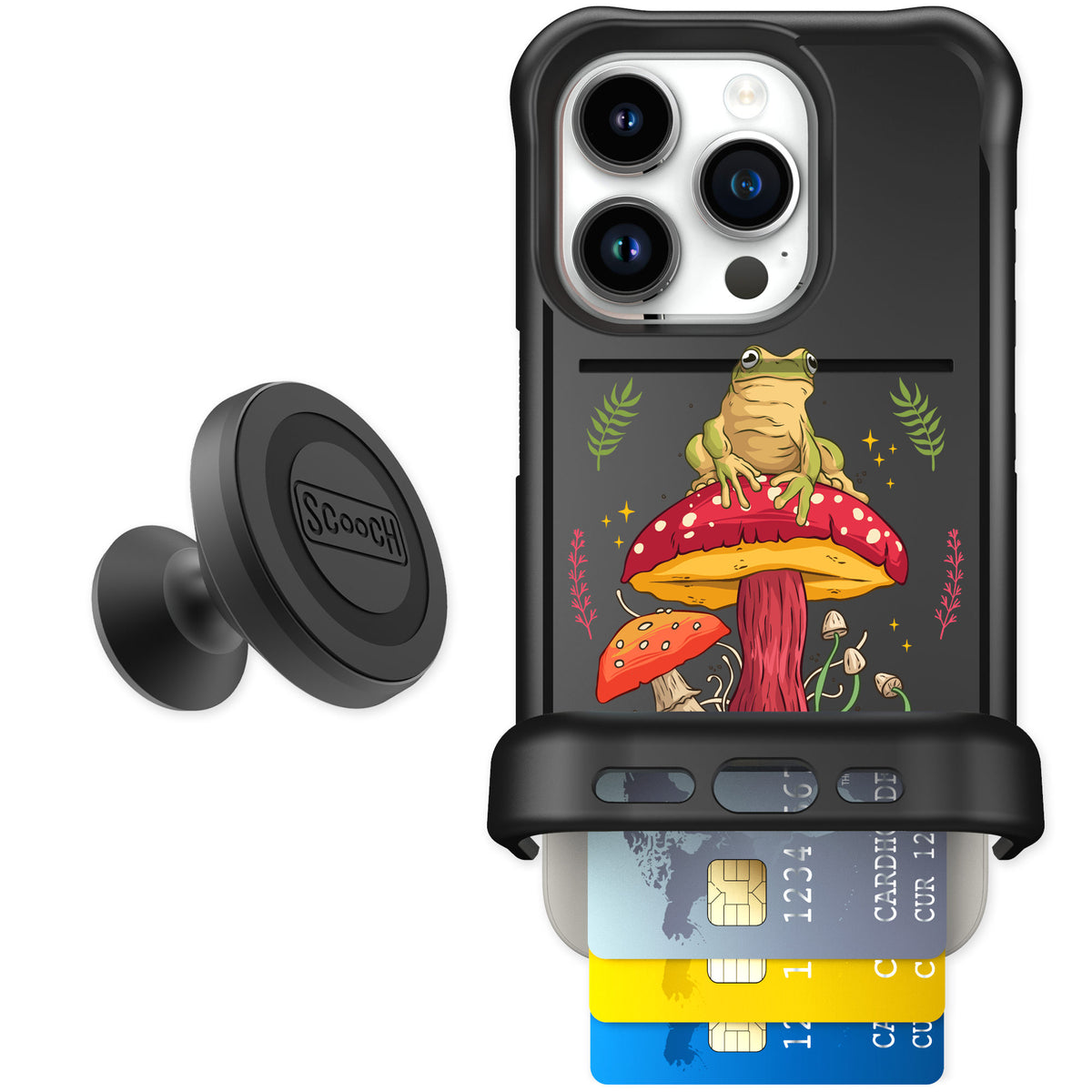 Scooch Wingmate Toadstool Frog for iPhone 15 Pro — Starter Bundle