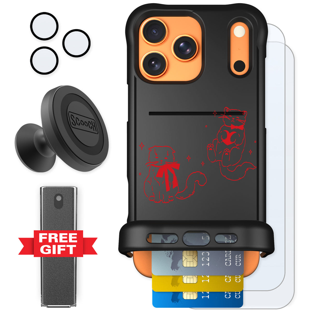 Scooch Wingmate Cupid's Cats for iPhone 17 Pro Max — Defender Bundle