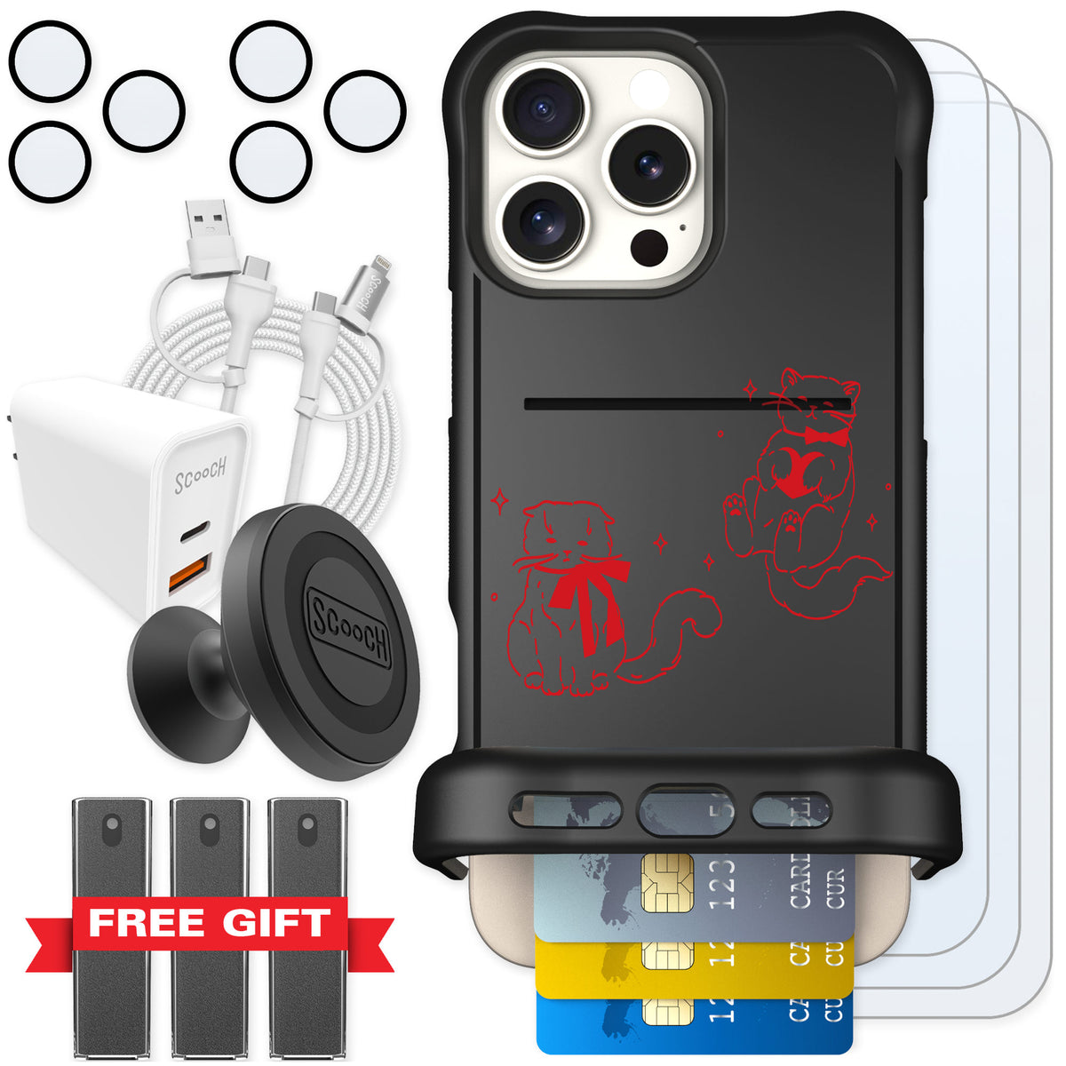 Scooch Wingmate Cupid's Cats for iPhone 16 Pro Max — Ultimate Bundle