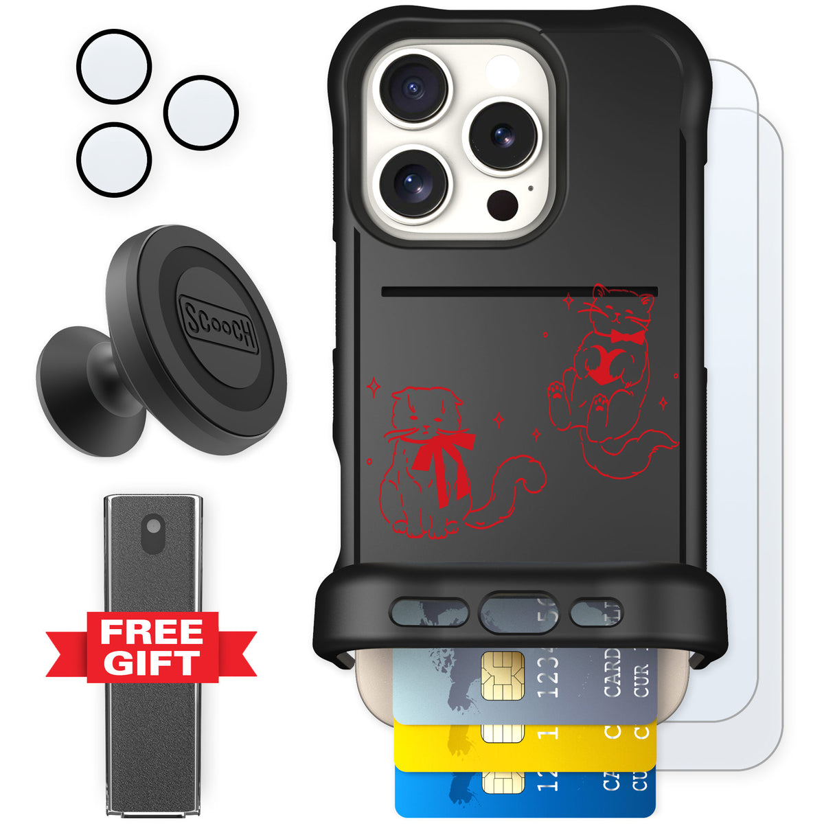 Scooch Wingmate Cupid's Cats for iPhone 16 Pro — Defender Bundle