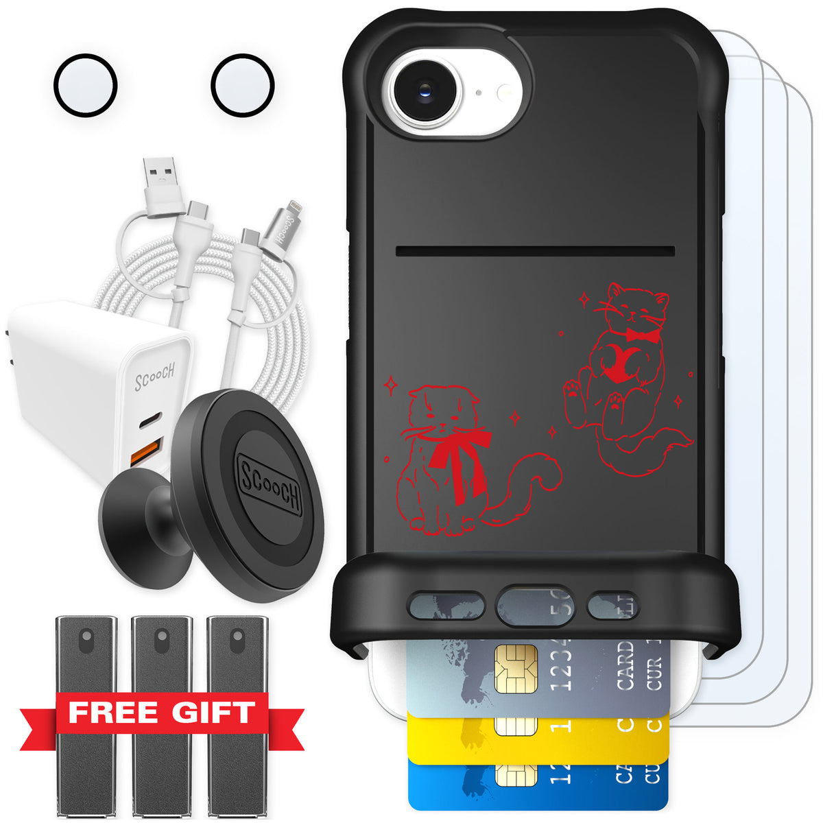 Scooch Wingmate Cupid's Cats for iPhone 16e — Ultimate Bundle