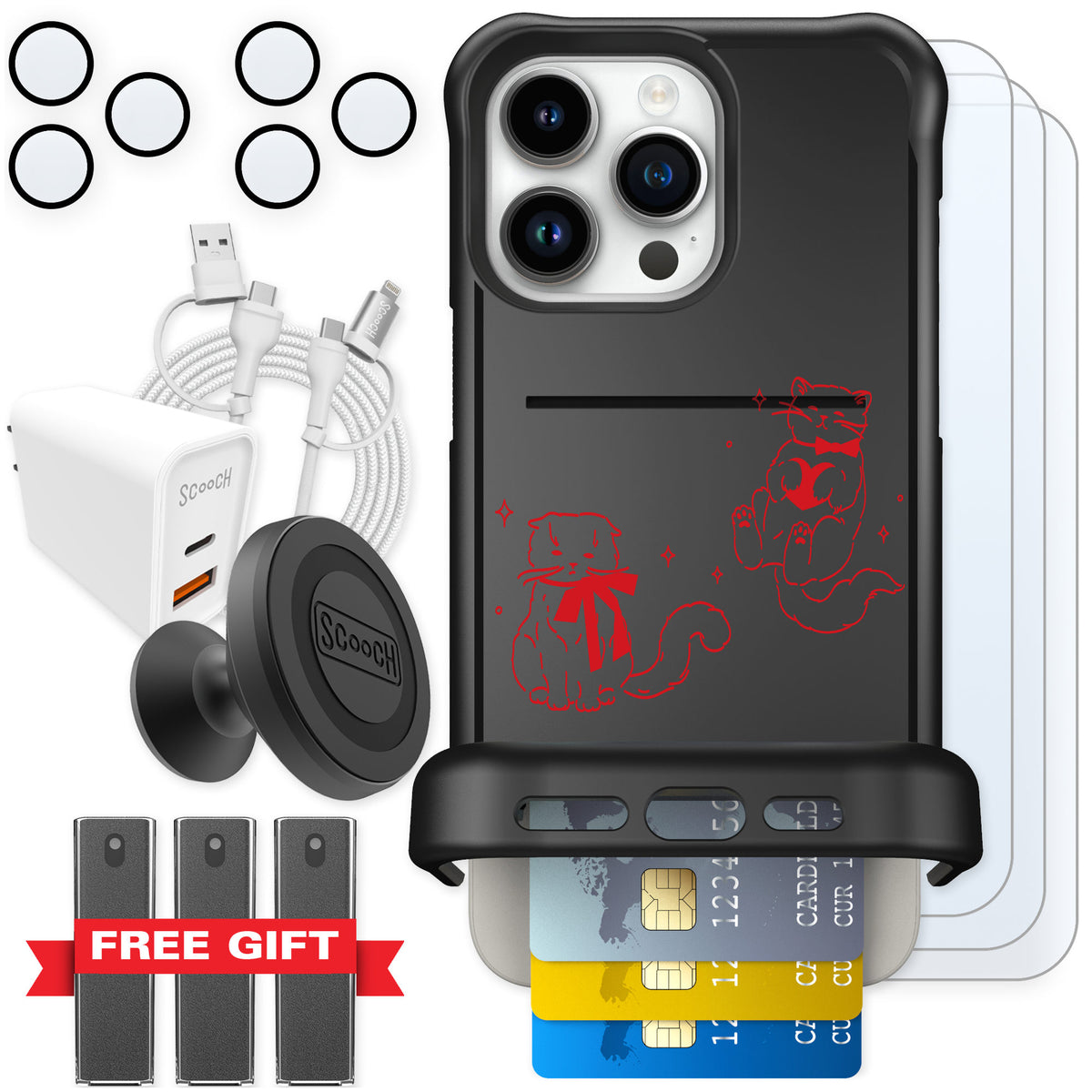 Scooch Wingmate Cupid's Cats for iPhone 15 Pro Max — Ultimate Bundle