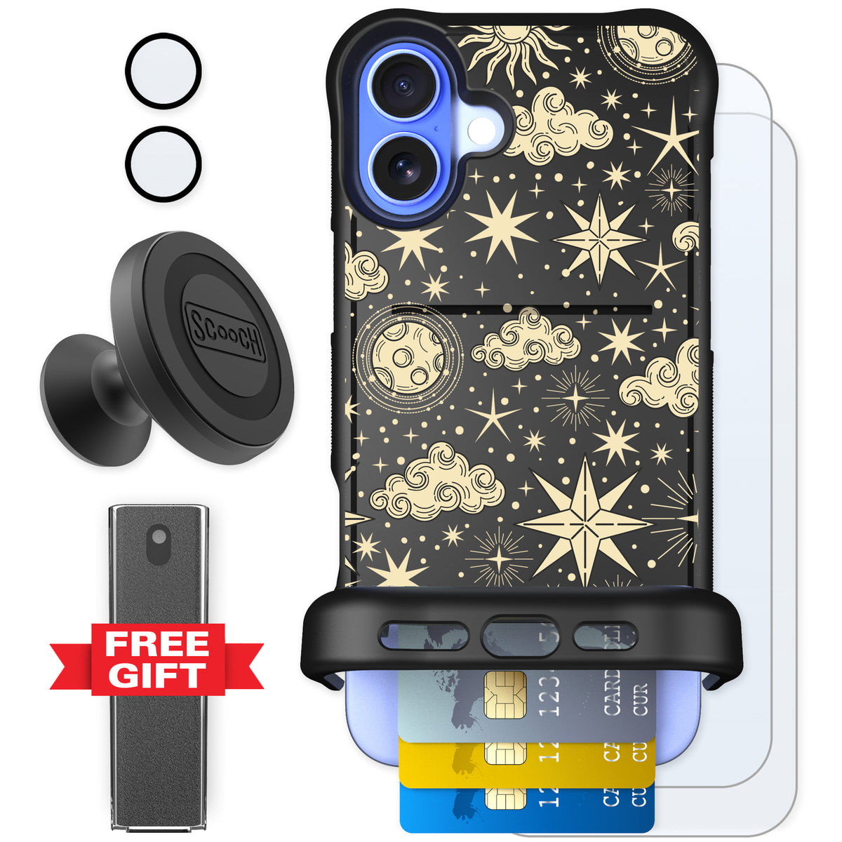 Scooch Wingmate Celestial Sleep for iPhone 16 Plus — Defender Bundle