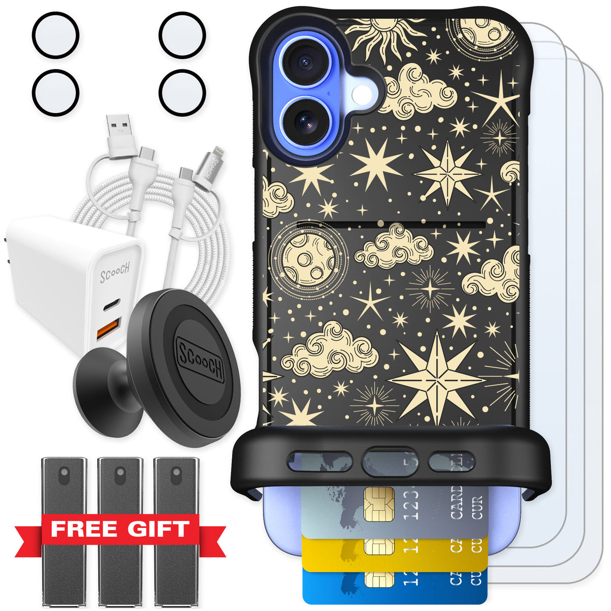 Scooch Wingmate Celestial Sleep for iPhone 16 Plus — Ultimate Bundle