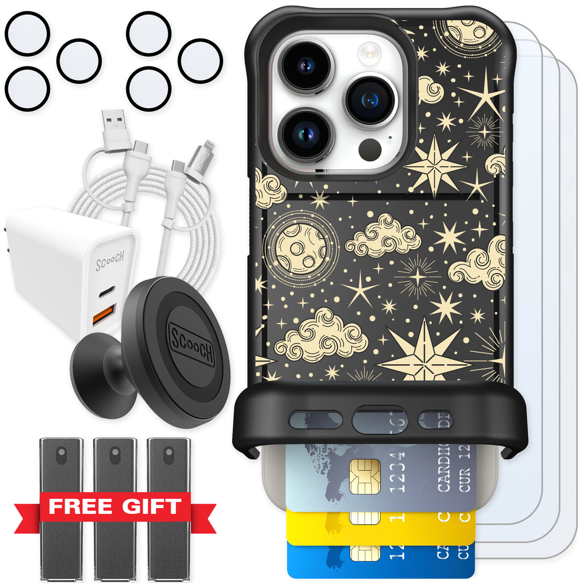 Scooch Wingmate Celestial Sleep for iPhone 15 Pro — Ultimate Bundle