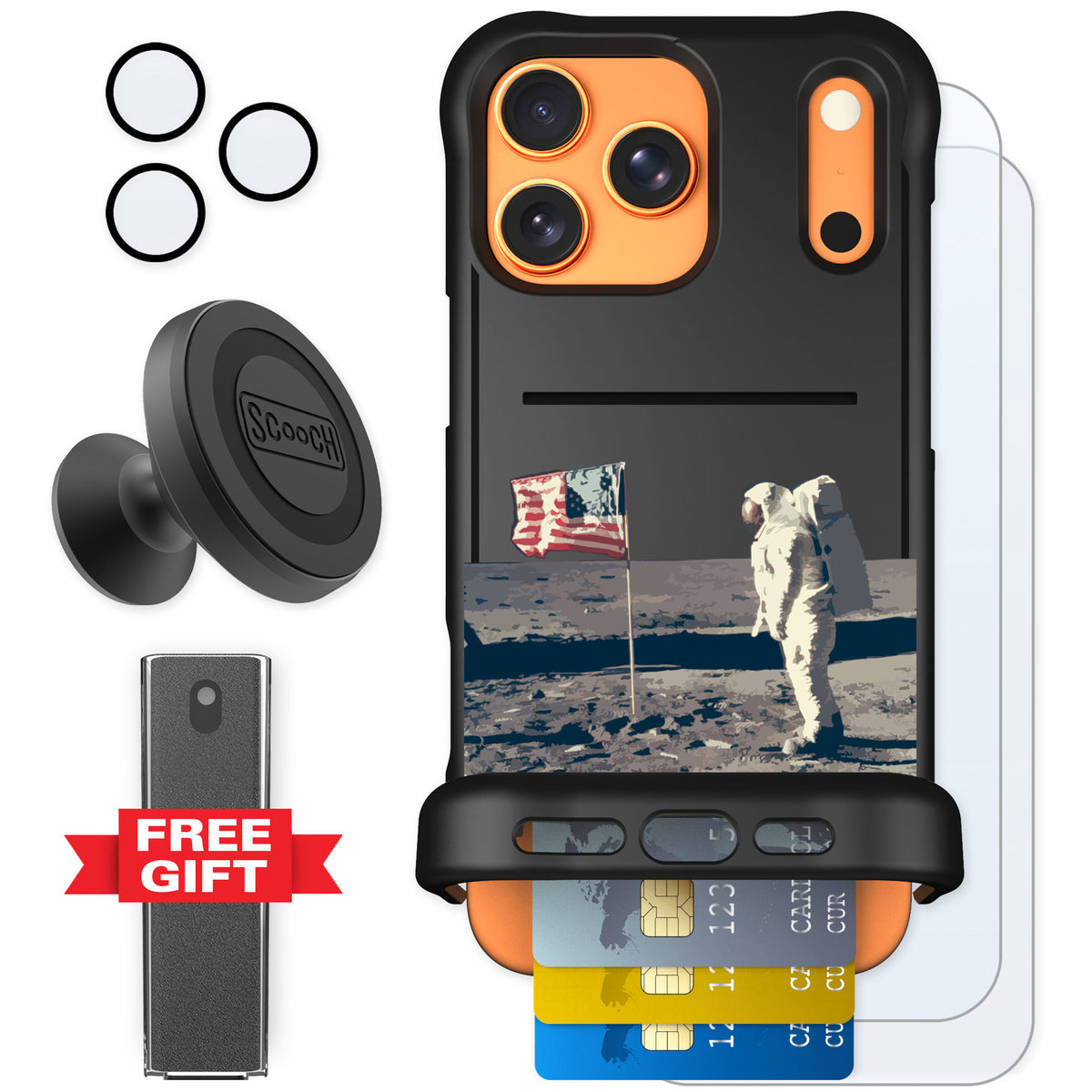 Scooch Wingmate Lunar Landing for iPhone 17 Pro Max — Defender Bundle