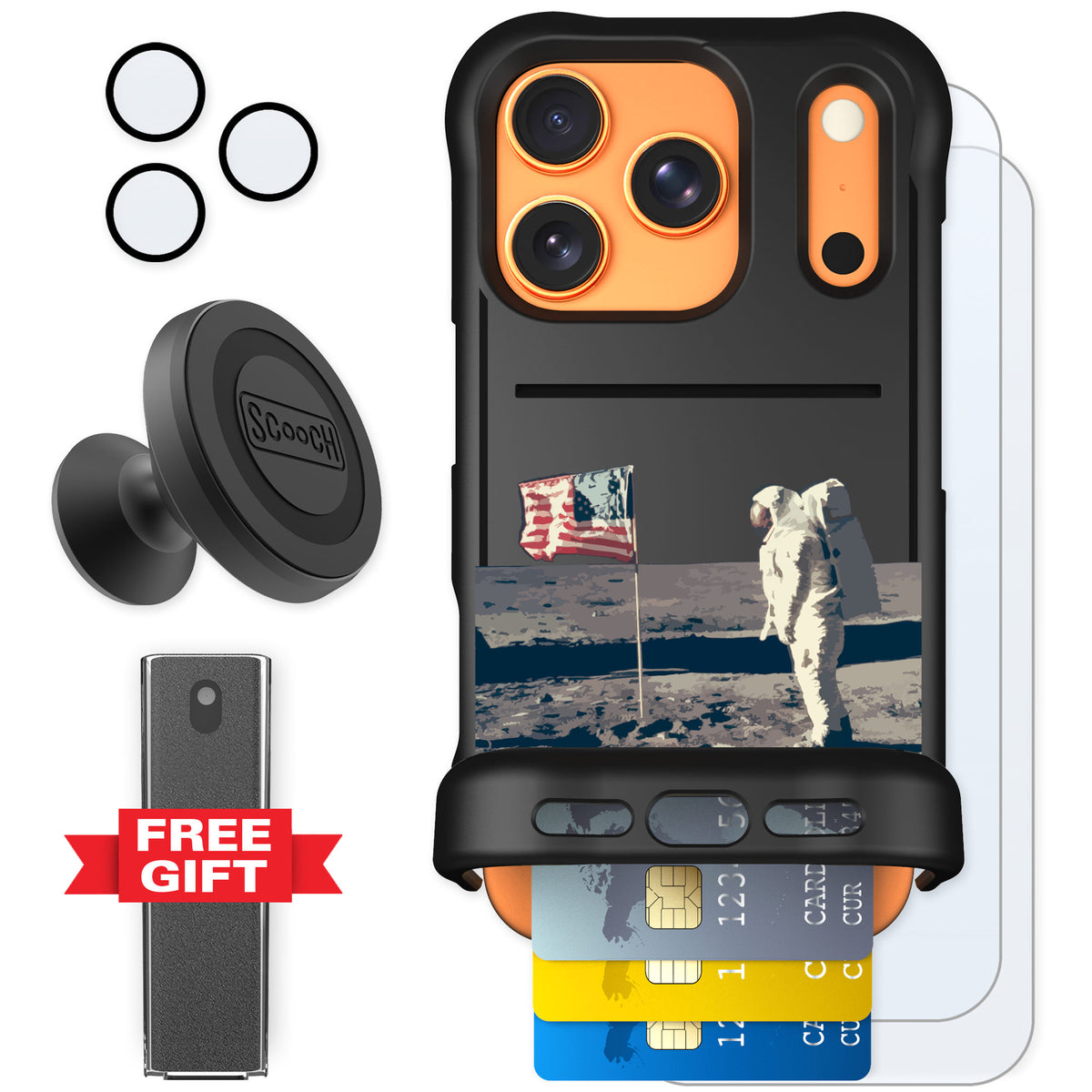 Scooch Wingmate Lunar Landing for iPhone 17 Pro — Defender Bundle
