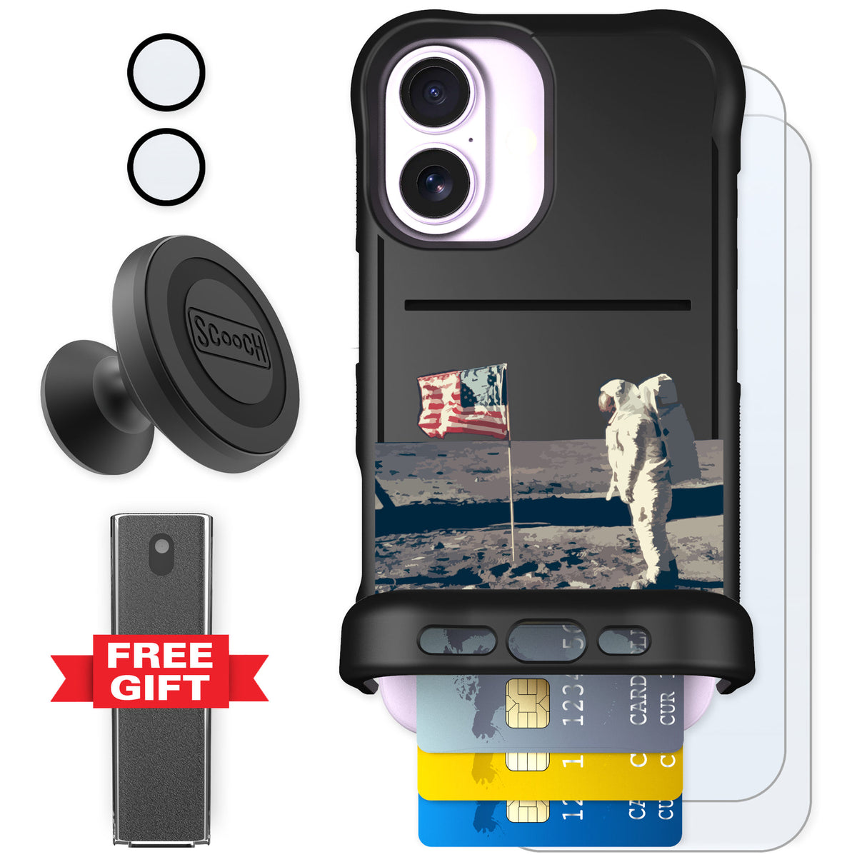 Scooch Wingmate Lunar Landing for iPhone 17 — Defender Bundle