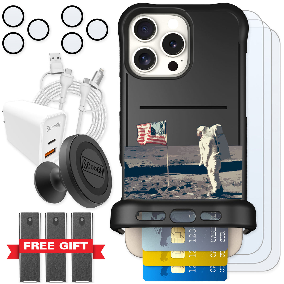 Scooch Wingmate Lunar Landing for iPhone 16 Pro Max — Ultimate Bundle