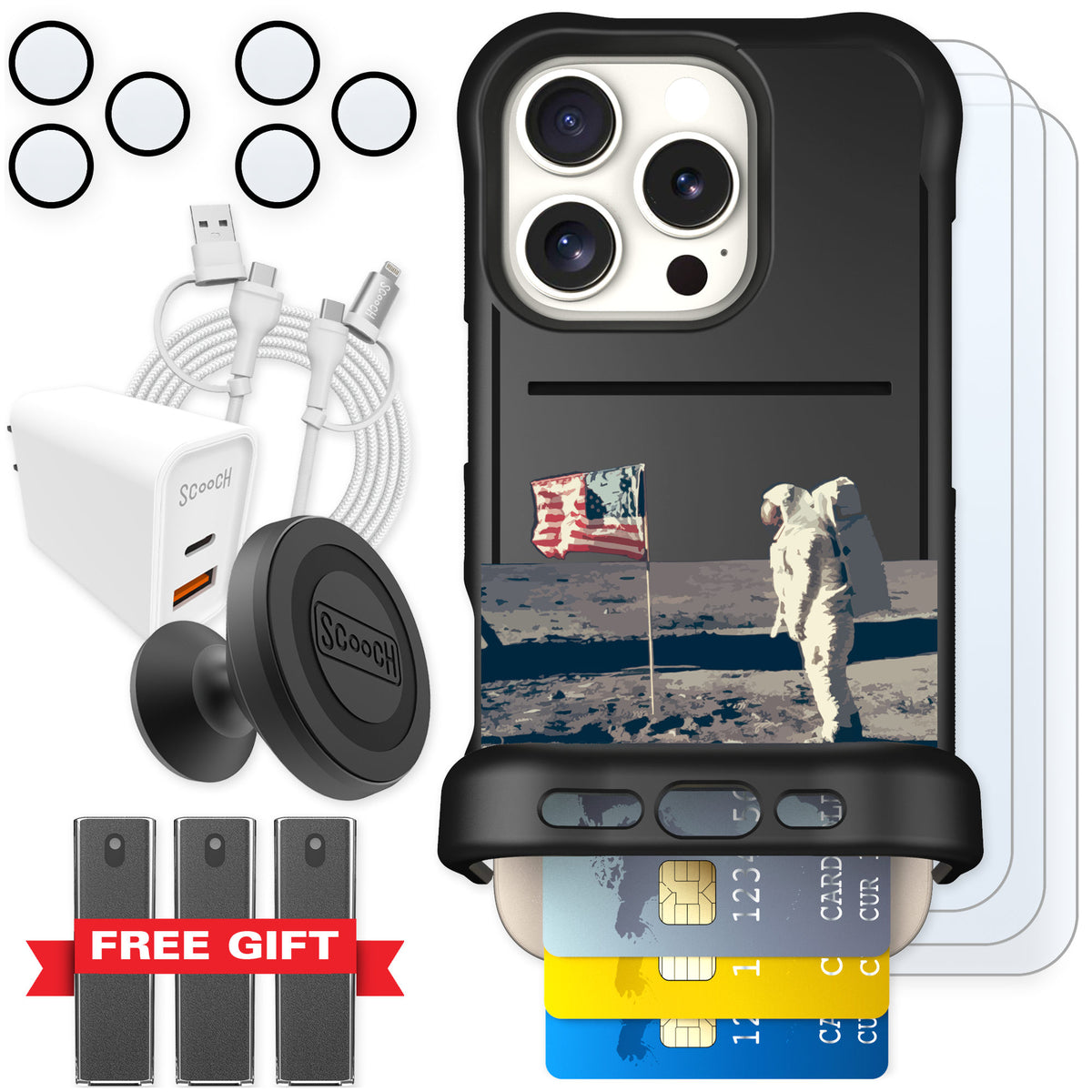 Scooch Wingmate Lunar Landing for iPhone 16 Pro — Ultimate Bundle
