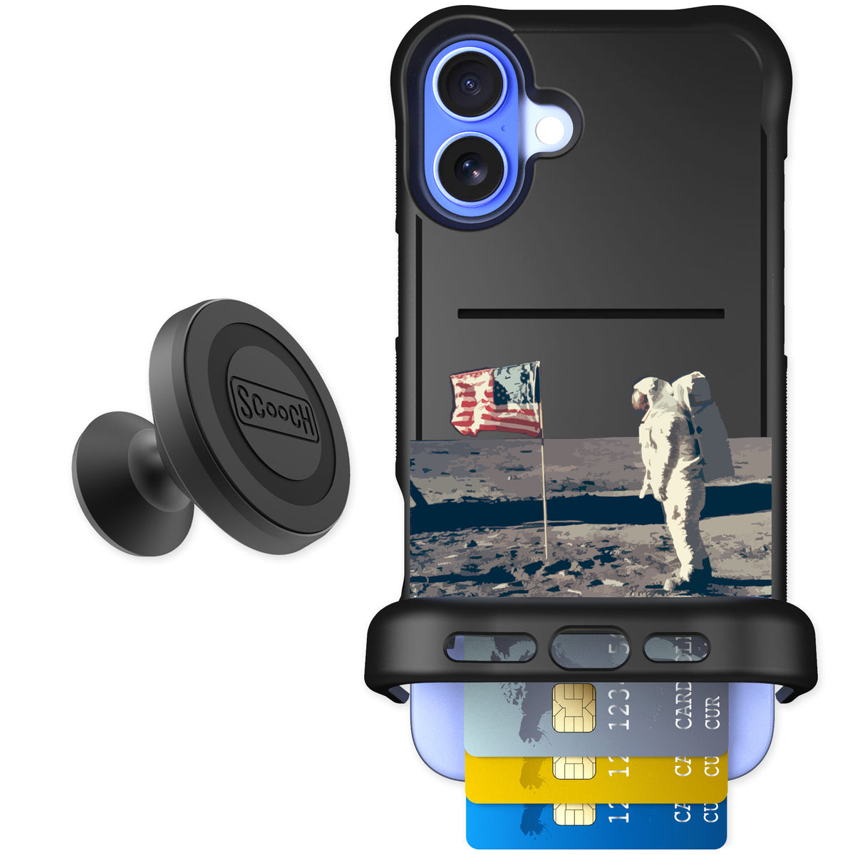 Scooch Wingmate Lunar Landing for iPhone 16 Plus — Starter Bundle