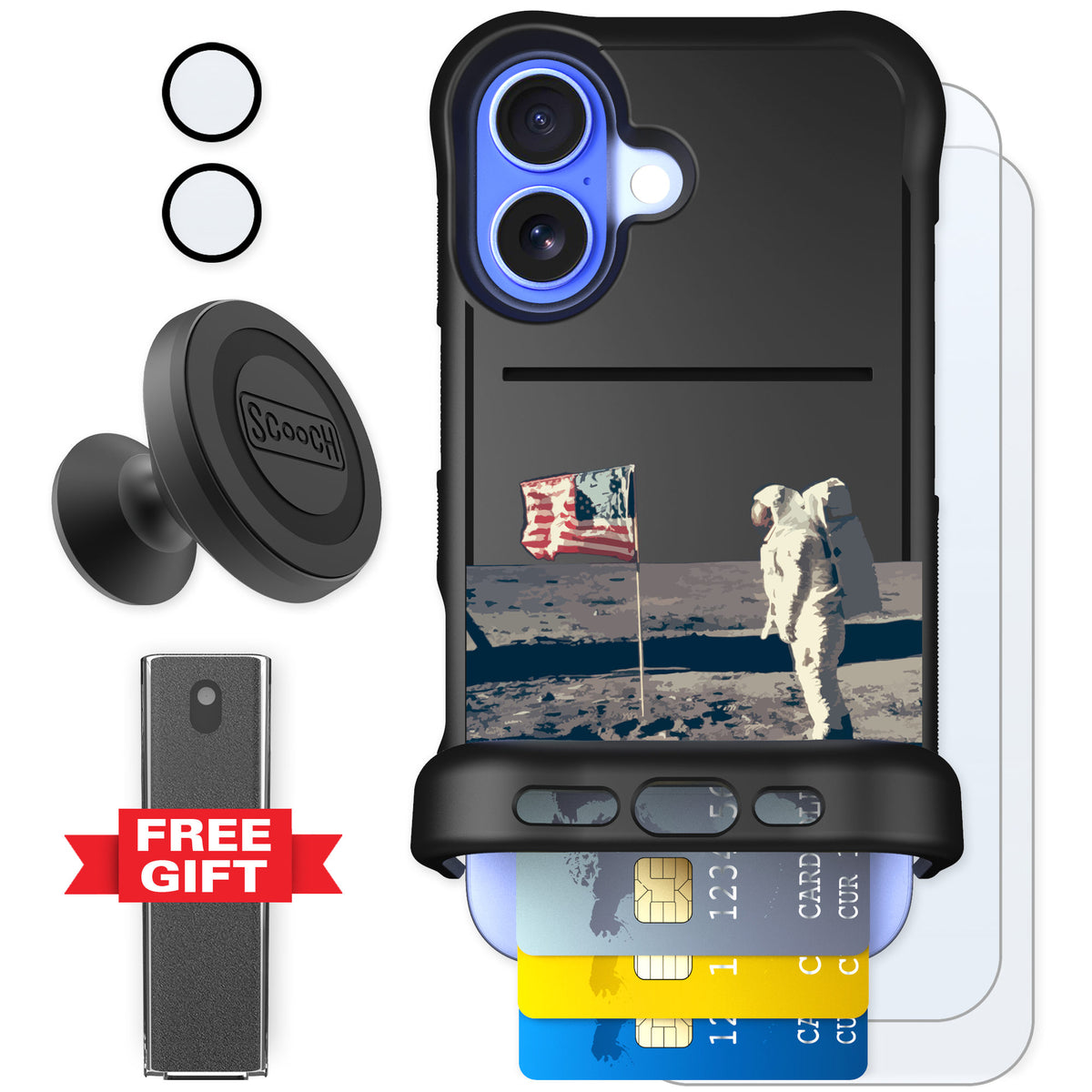 Scooch Wingmate Lunar Landing for iPhone 16 — Defender Bundle